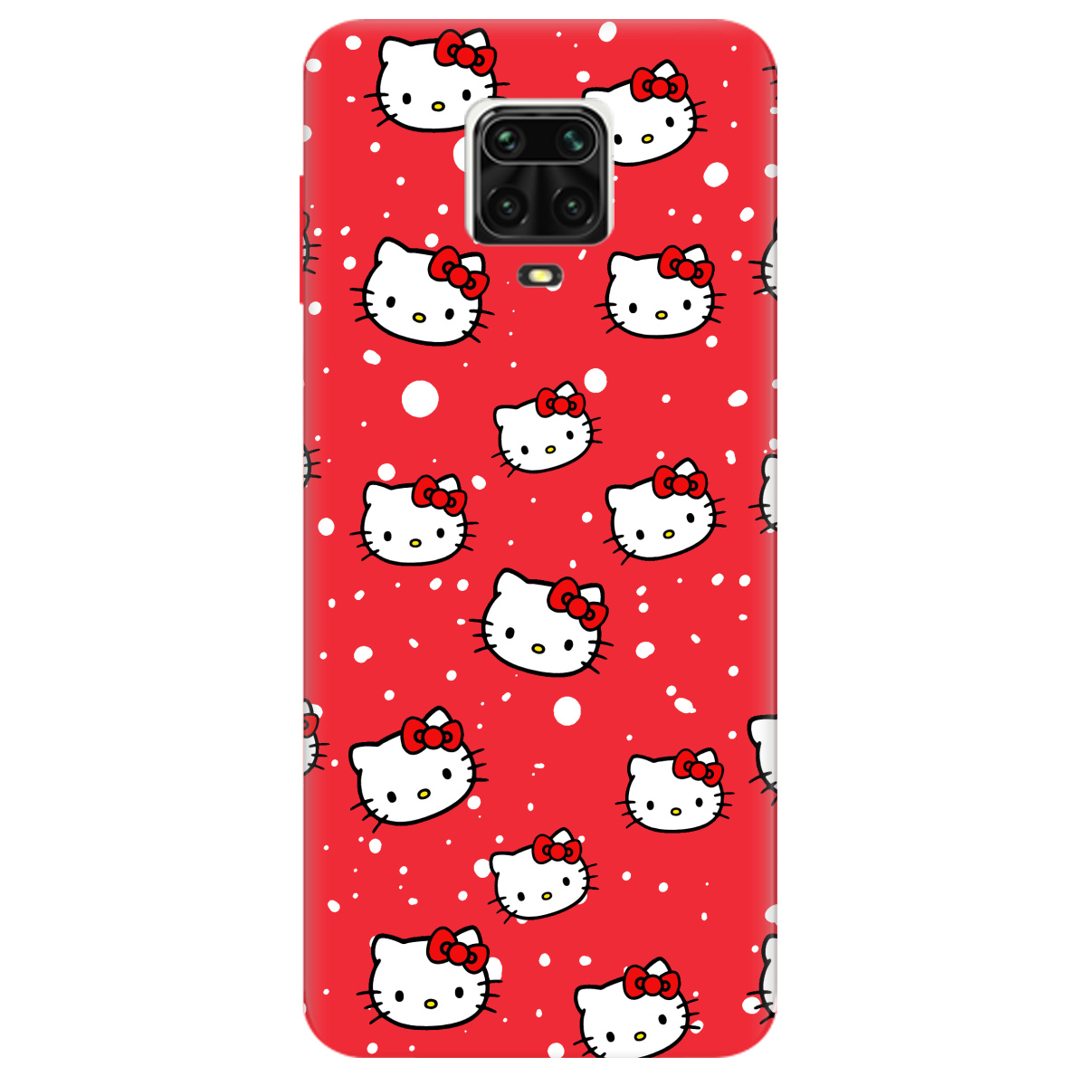 Чохол для Xiaomi Redmi Note 9 Pro яскраво-червоний матовий soft touch Hello Kitty - фото 1 - Чохли для телефонів