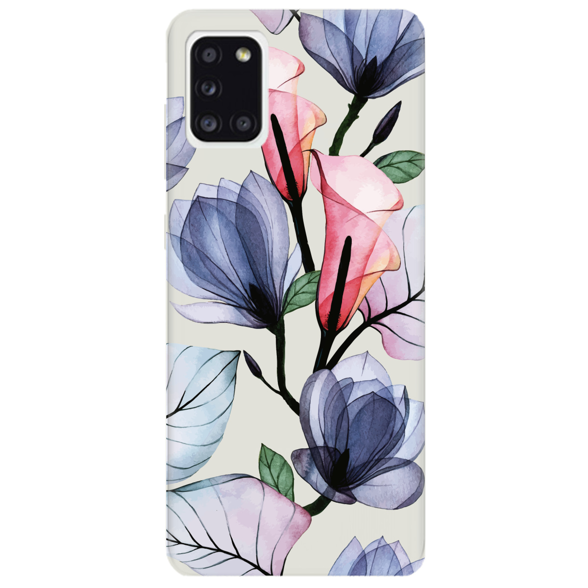 Чохол для Samsung Galaxy A31 напівпрозорий матовий soft touch Tropical flowers - фото 1 - Чохли для телефонів