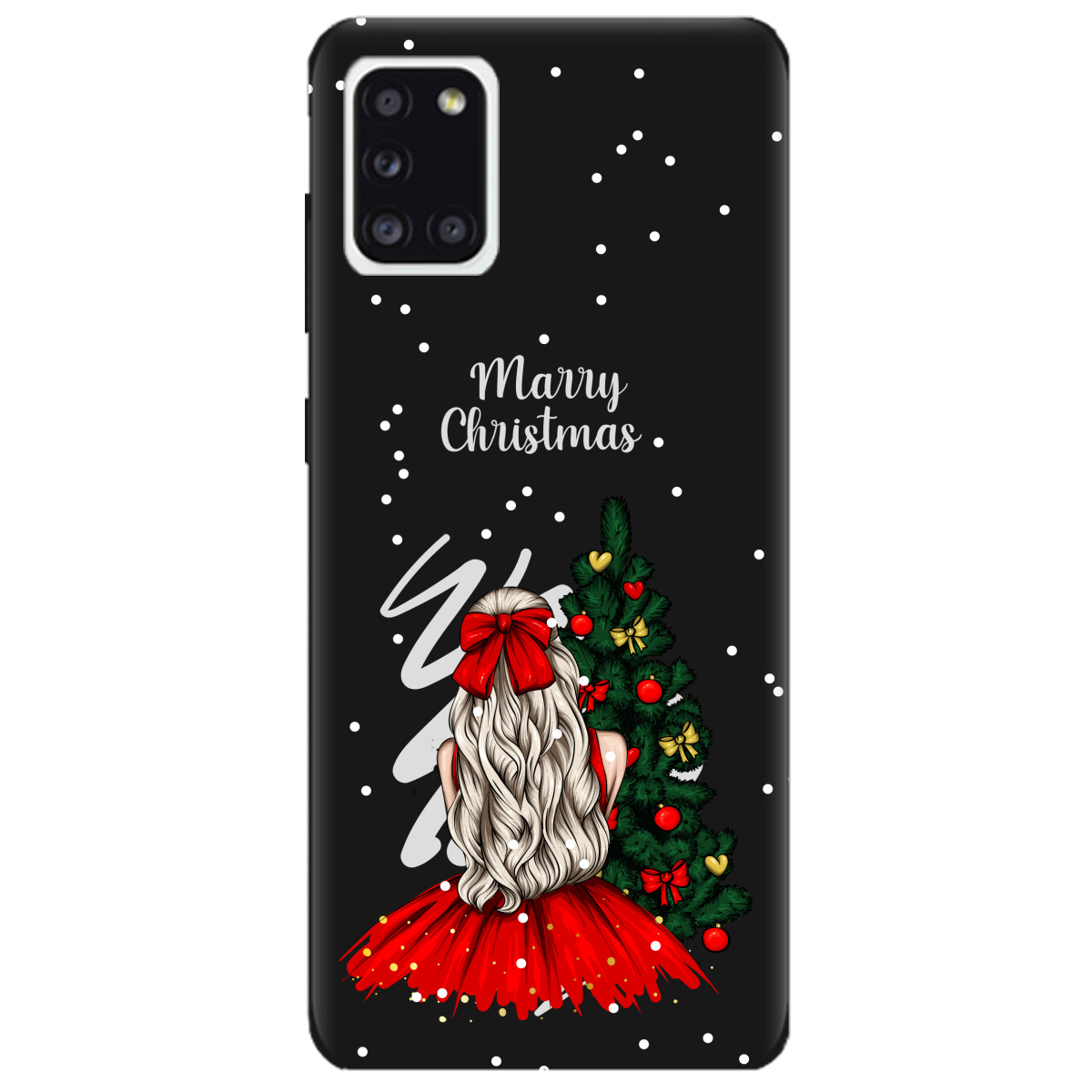Чохол для Samsung Galaxy A31 чорний матовий soft touch Beautiful christmas - фото 1 Чохол для Samsung Galaxy A31 чорний матовий soft touch Beautiful christmas - фото 1 - Чохли для телефонів