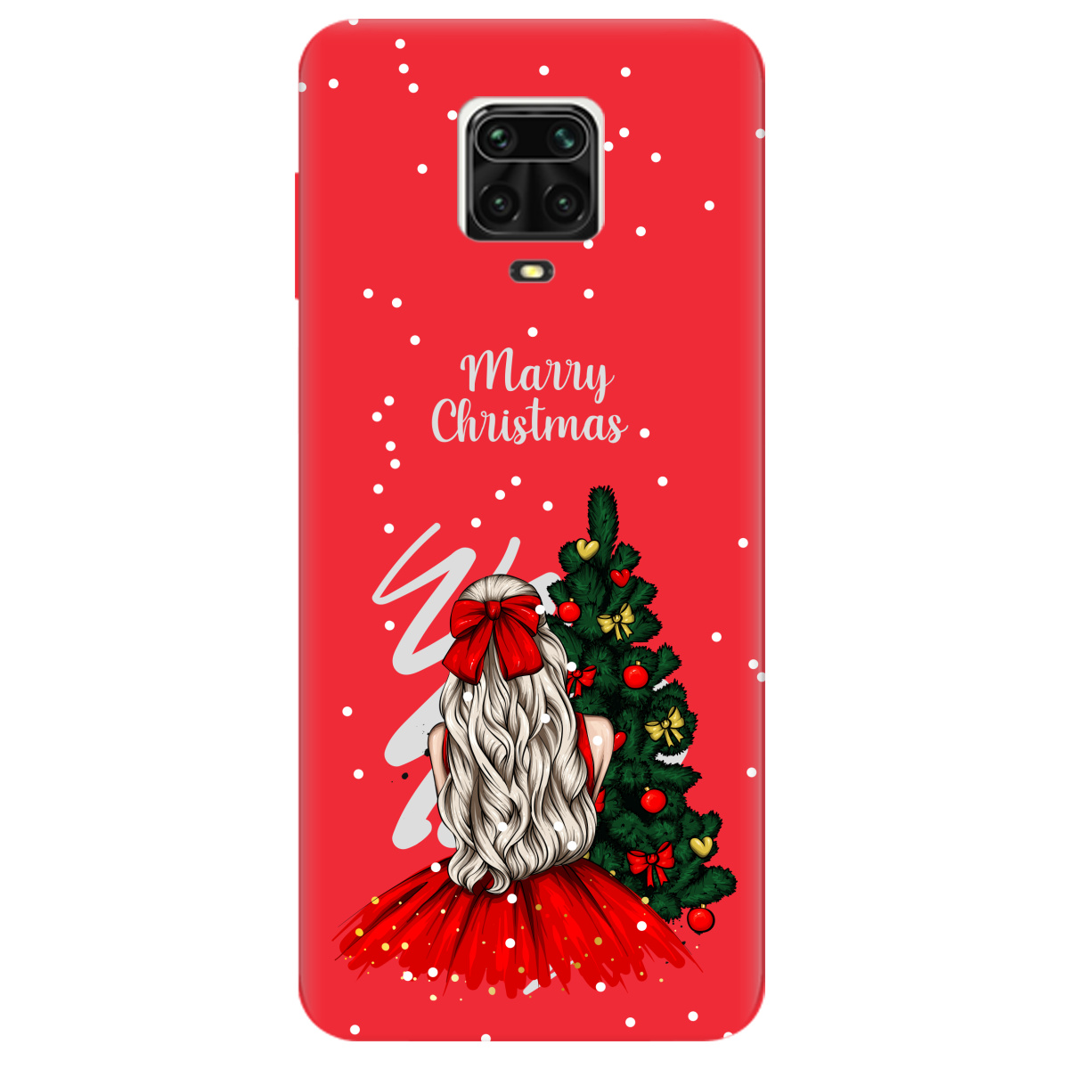 Чехол для Xiaomi Redmi Note 9 Pro ярко-красный матовый soft touch Beautiful christmas - фото 1 - Чехлы для телефонов