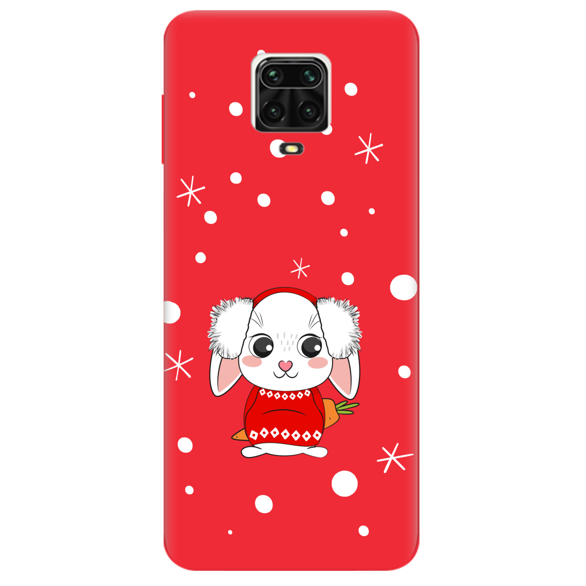 Чехол для Xiaomi Redmi Note 9s ярко-красный матовый soft touch My bunny - фото 1 - Чехлы для телефонов