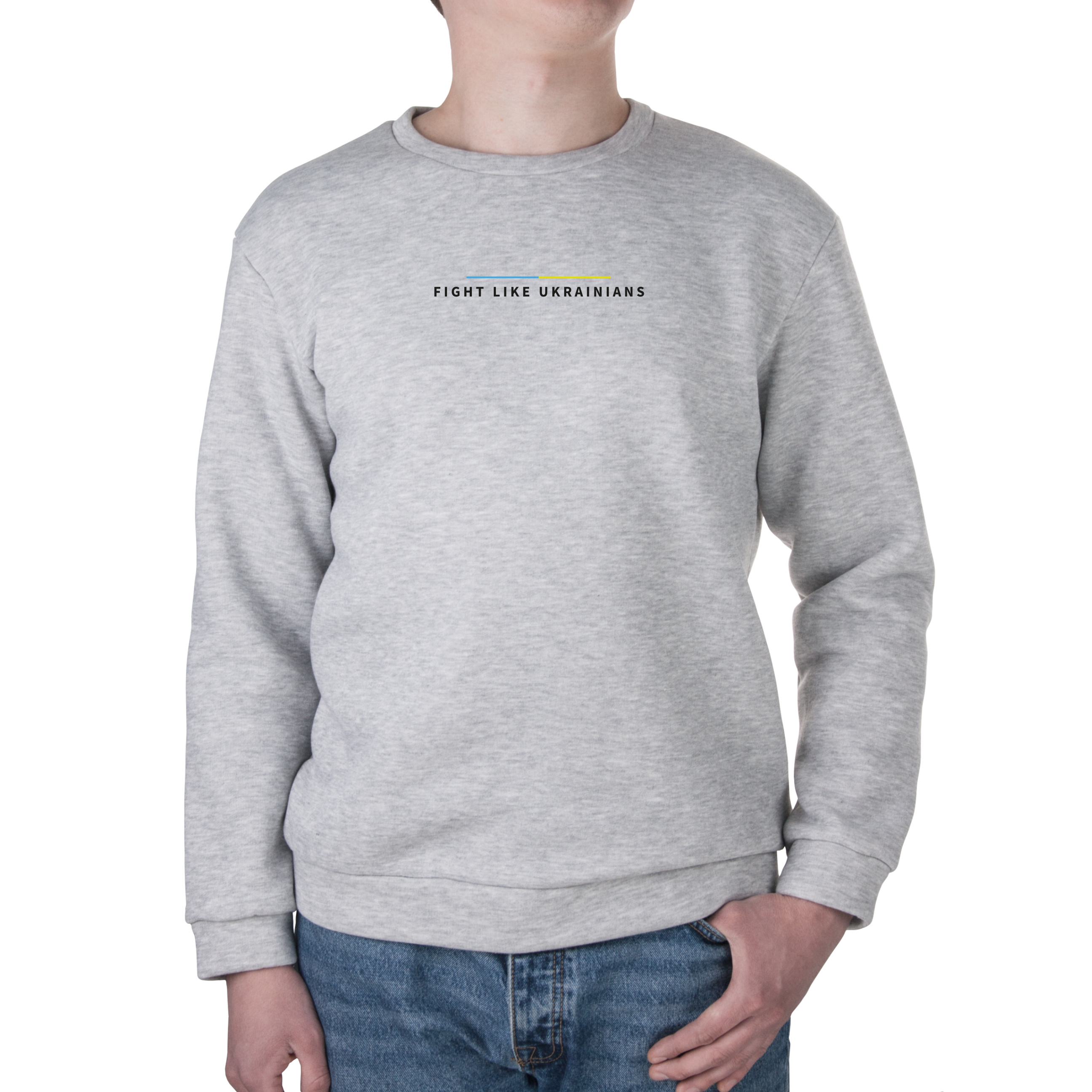 Свитшот унисекс трёхнитка с начёсом серый Боріться, як українці M - фото 1 - Худи, свитшоты