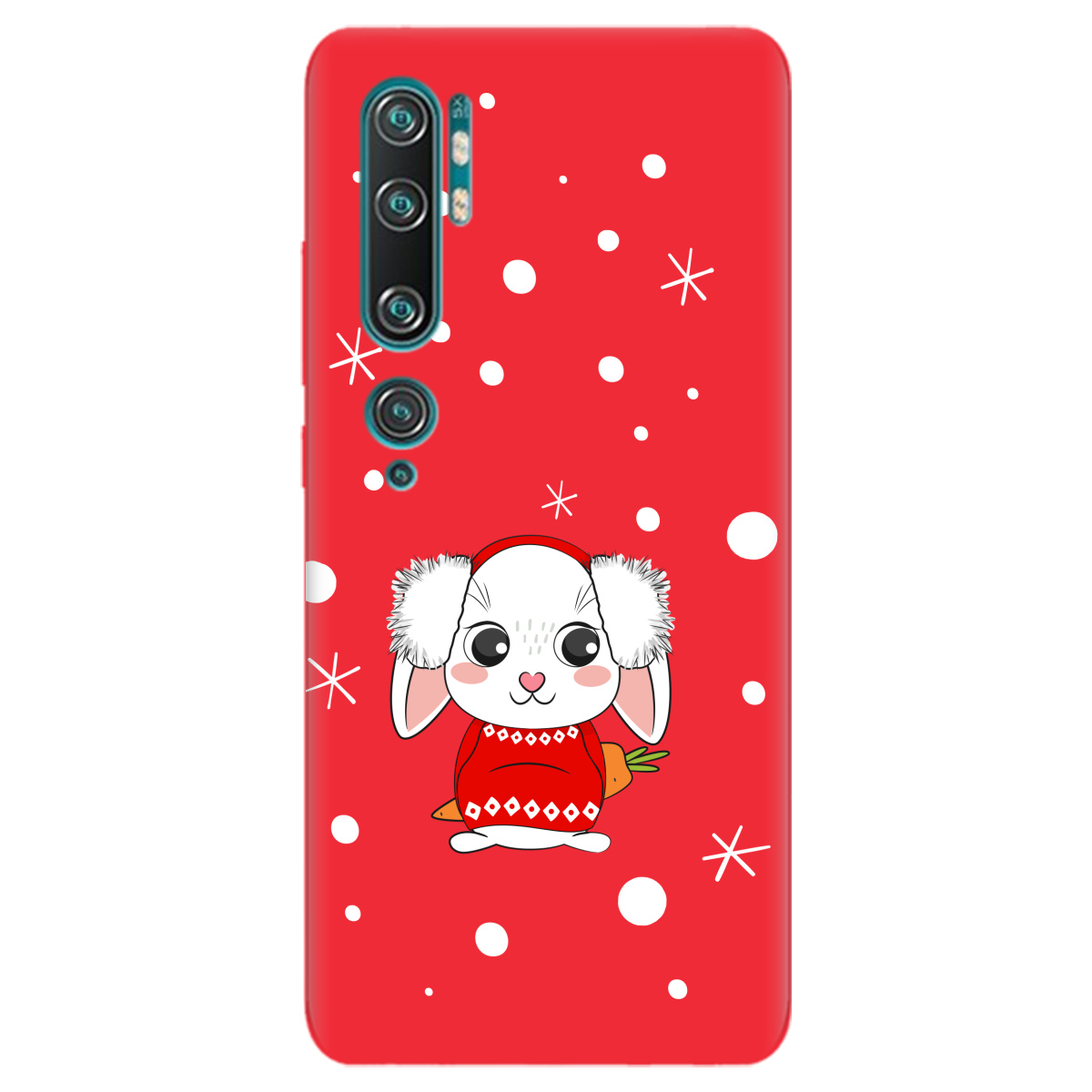 Чохол для Xiaomi Mi Note 10 Pro яскраво-червоний матовий soft touch My bunny - фото 1 - Чохли для телефонів