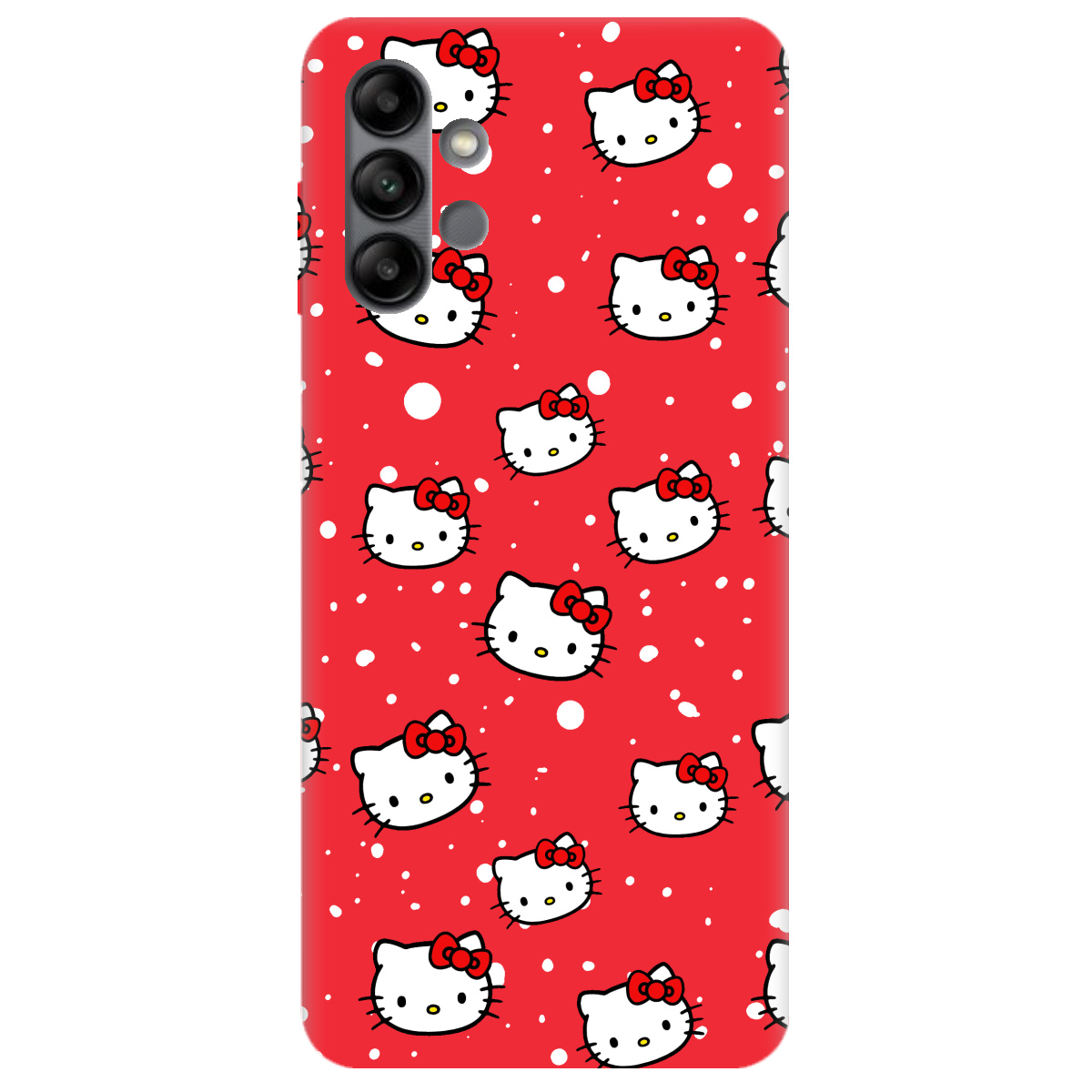 Чехол для Samsung Galaxy A04s ярко-красный матовый soft touch Hello Kitty - фото 1 - Чехлы для телефонов