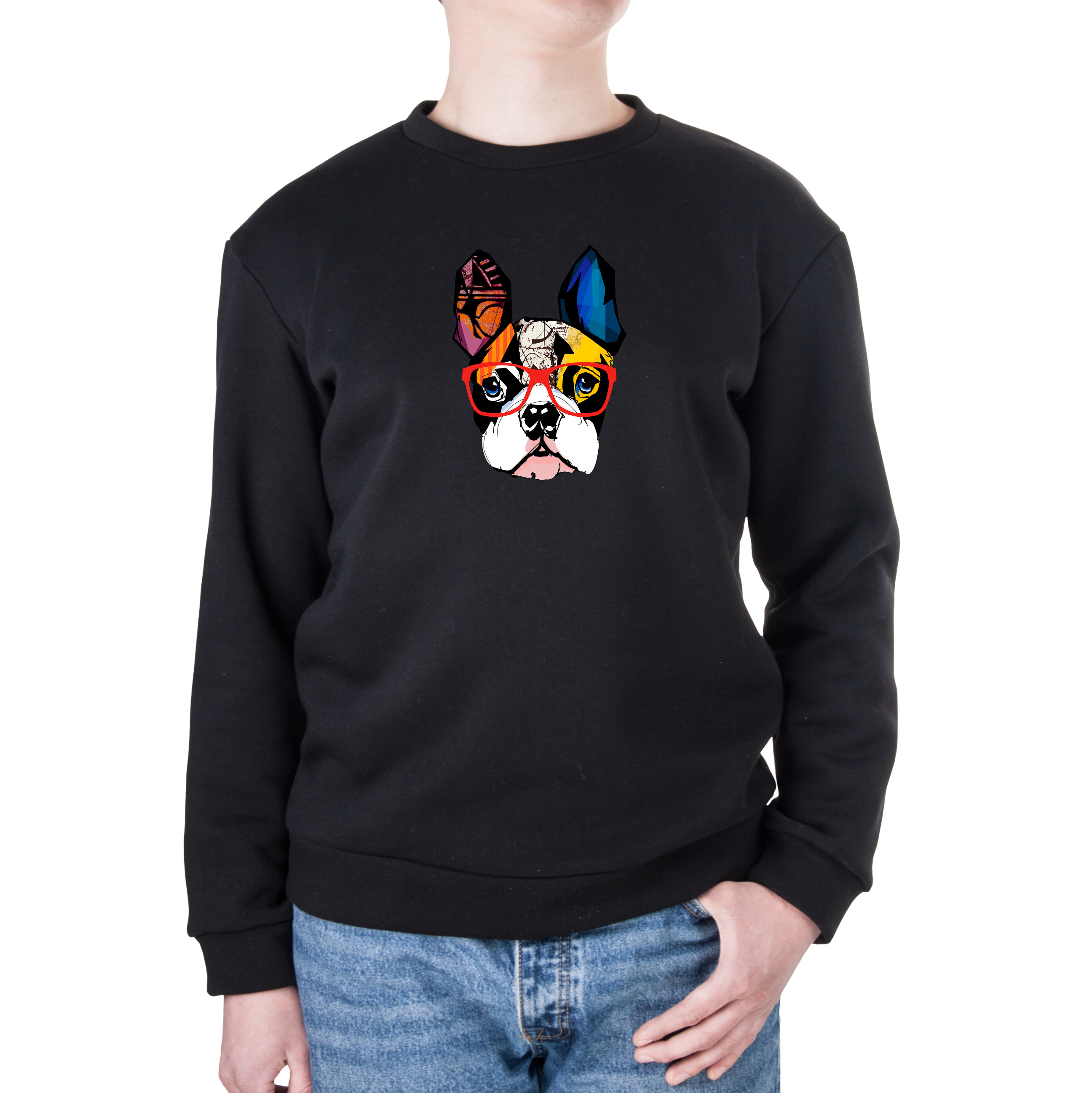 Свитшот унисекс трёхнитка с начёсом черный Dog L - фото 1 - Худи, свитшоты