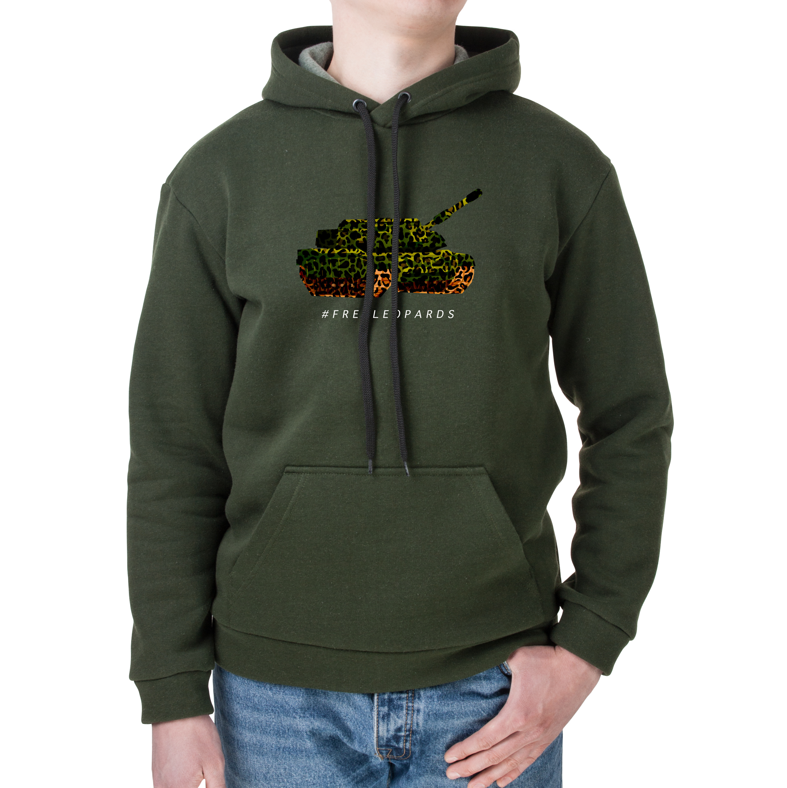 Худі з кишенею унісекс тринитка з начісом олива Freeleopard XXL - фото 1 - Худі, світшоти