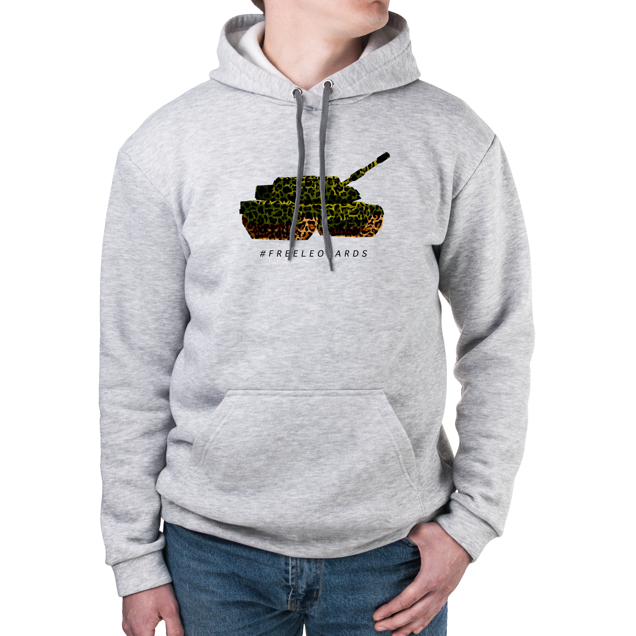 Худи с карманом унисекс трёхнитка с начёсом серый Freeleopards M - фото 1 - Худи, свитшоты