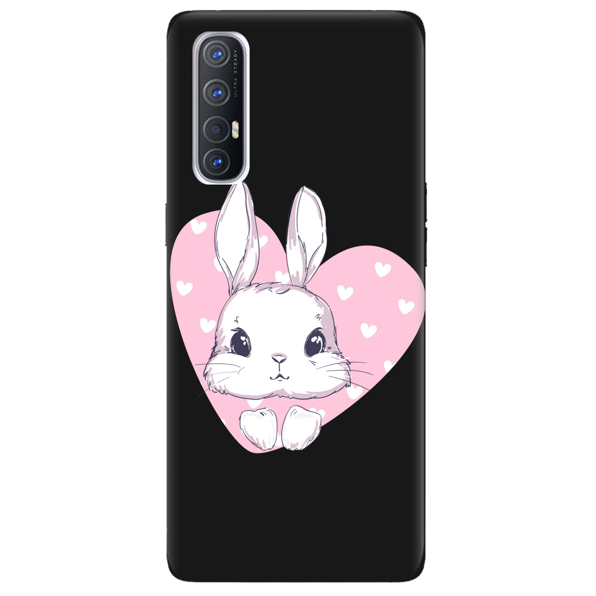 Чохол для Oppo Reno 3 Pro чорний матовий soft touch Cute bunny - фото 1 - Чохли для телефонів