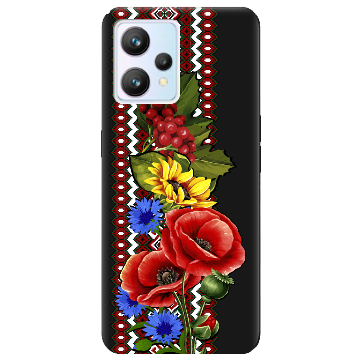 Чехол для Realme 9 черный матовый soft touch Ukraine ornament - фото 1 - Чехлы для телефонов
