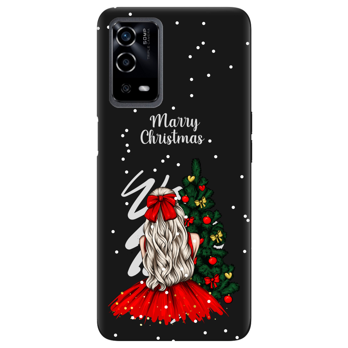 Чохол для Oppo A55 чорний матовий soft touch Beautiful christmas - фото 1 - Чохли для телефонів