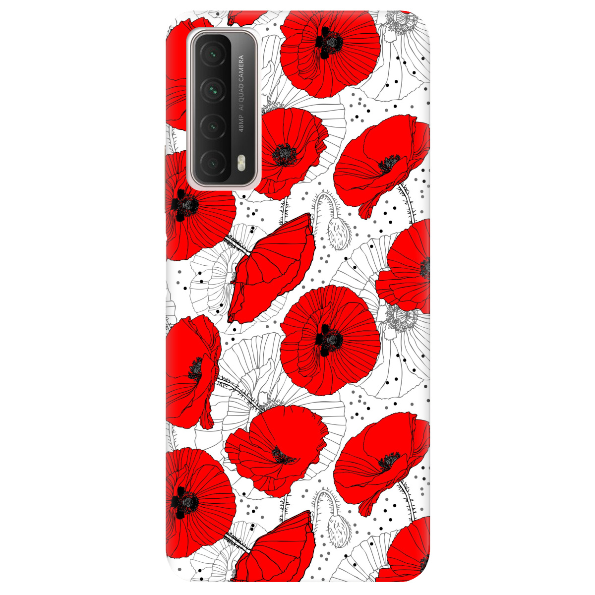 Чехол для Huawei P Smart 2021 Red flower - фото 1 Чехол для Huawei P Smart 2021 Red flower - фото 1 - Чехлы для телефонов