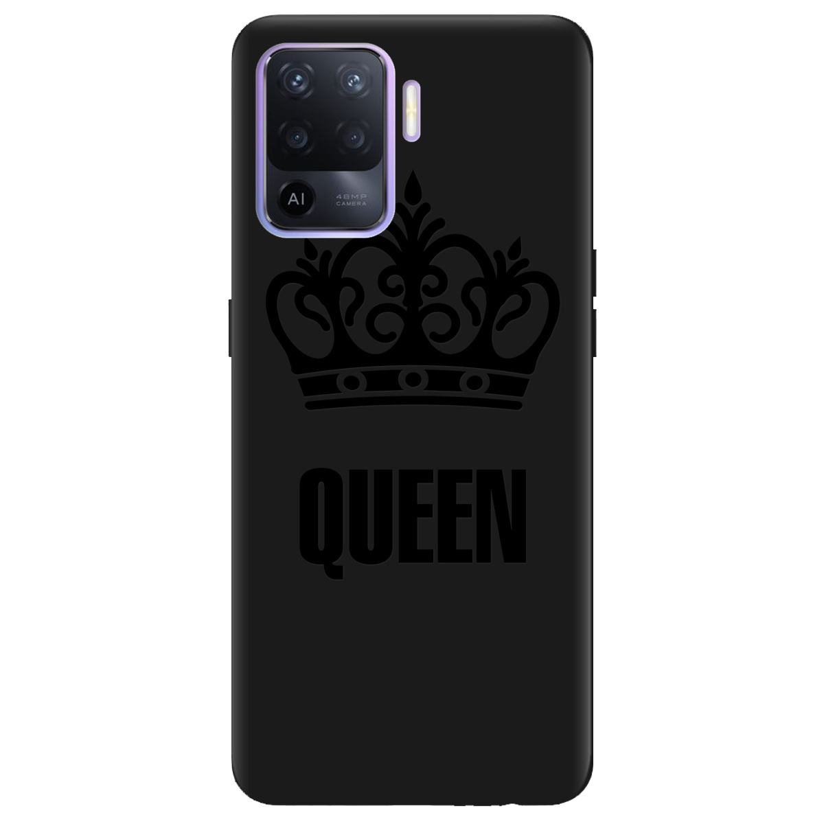 Чохол для Oppo Reno 5 Lite чорний матовий soft touch Queen - фото 1 - Чохли для телефонів