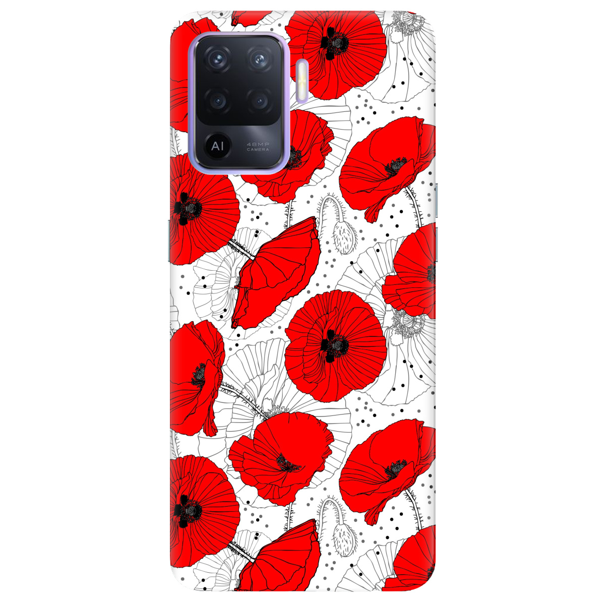 Чехол для Oppo Reno 5 Lite Red flower - фото 1 Чехол для Oppo Reno 5 Lite Red flower - фото 1 - Чехлы для телефонов
