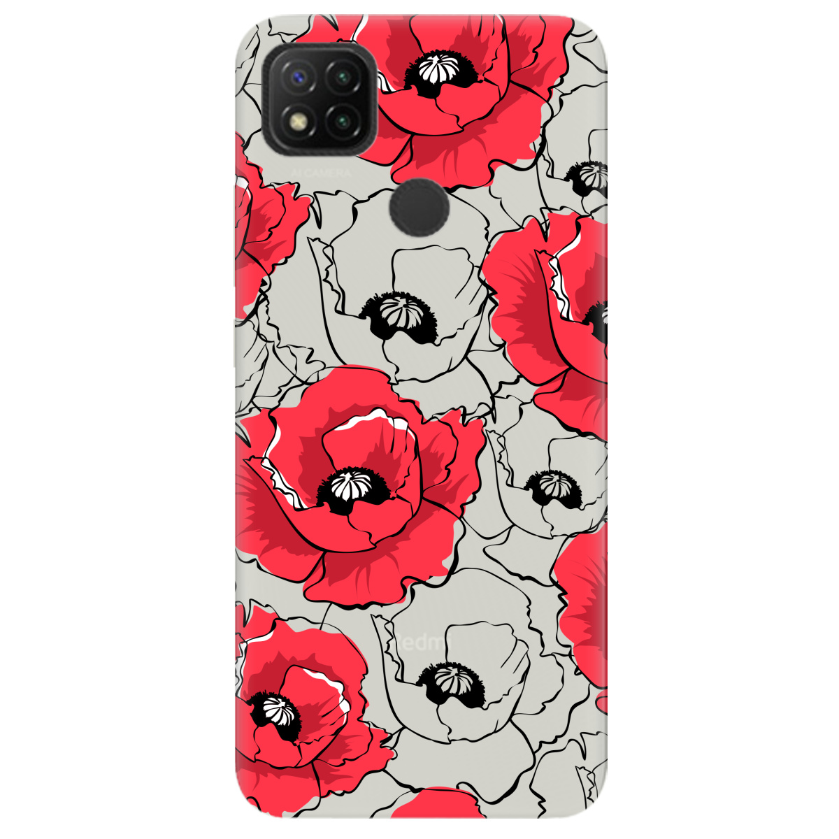 Чохол для Xiaomi Redmi 9C напівпрозорий матовий soft touch Red poppy - фото 1 - Чохли для телефонів