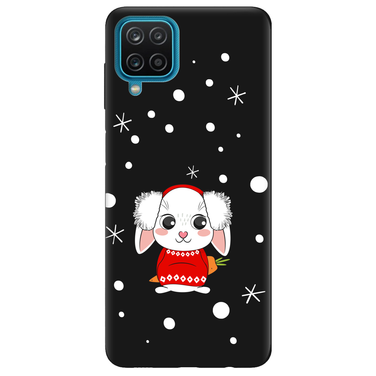 Чехол для Samsung Galaxy A12 5G черный матовый soft touch My bunny - фото 1 - Чехлы для телефонов