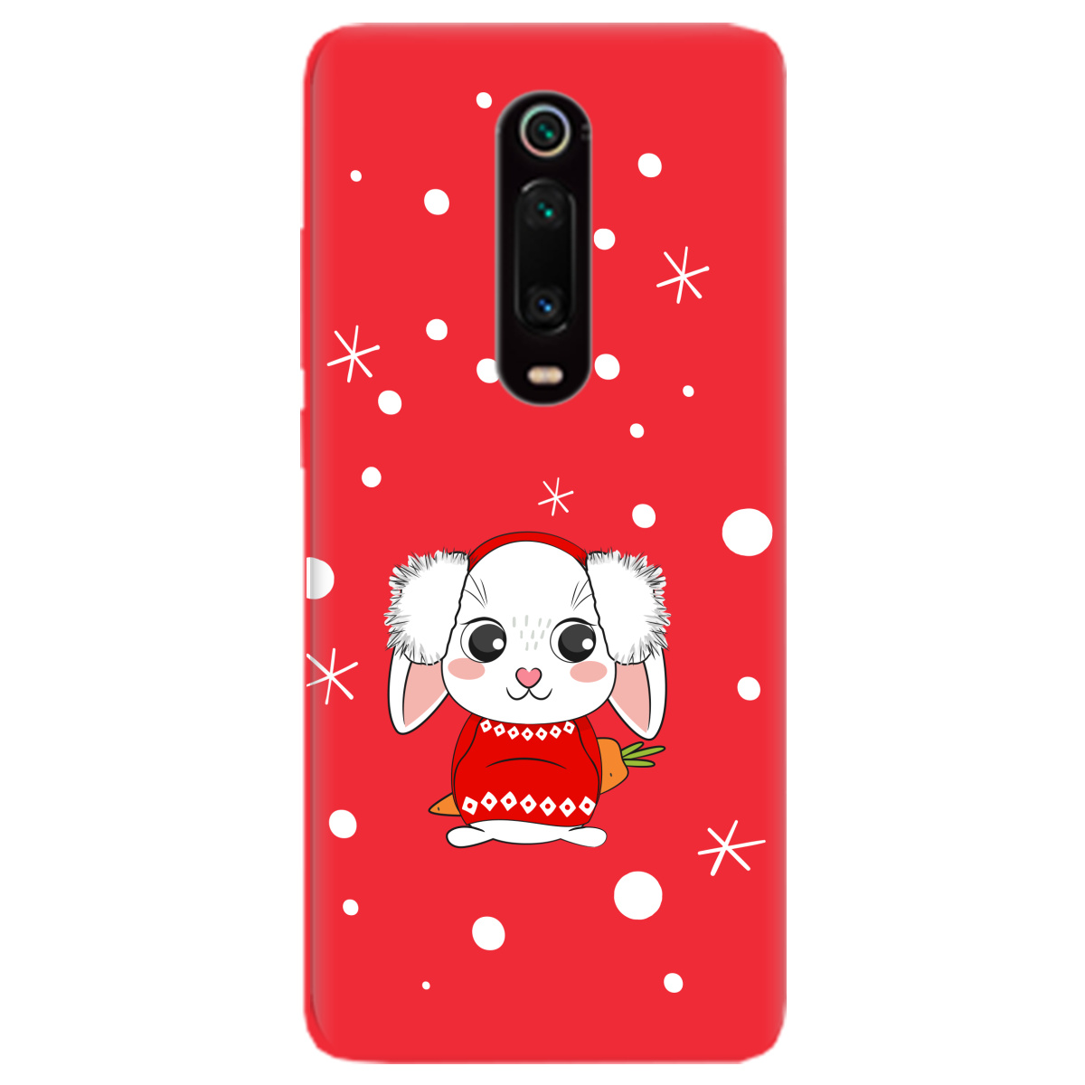 Чехол для Xiaomi Mi 9T Pro ярко-красный матовый soft touch My bunny - фото 1 - Чехлы для телефонов