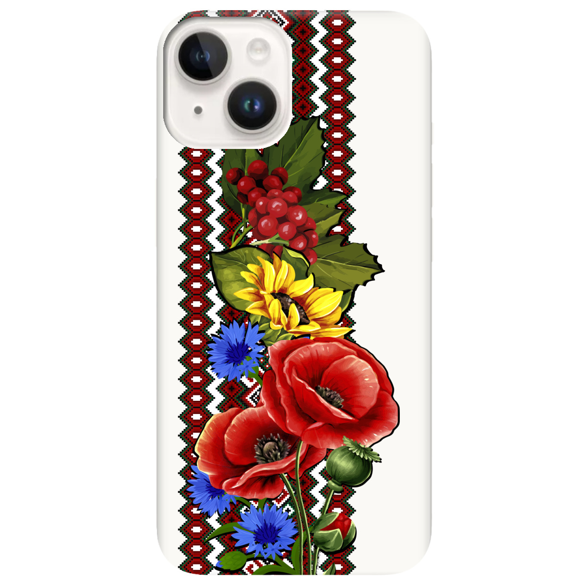 Чохол для Apple iPhone 14 Білий матовий soft touch Ukraine ornament - фото 1 - Чохли для телефонів