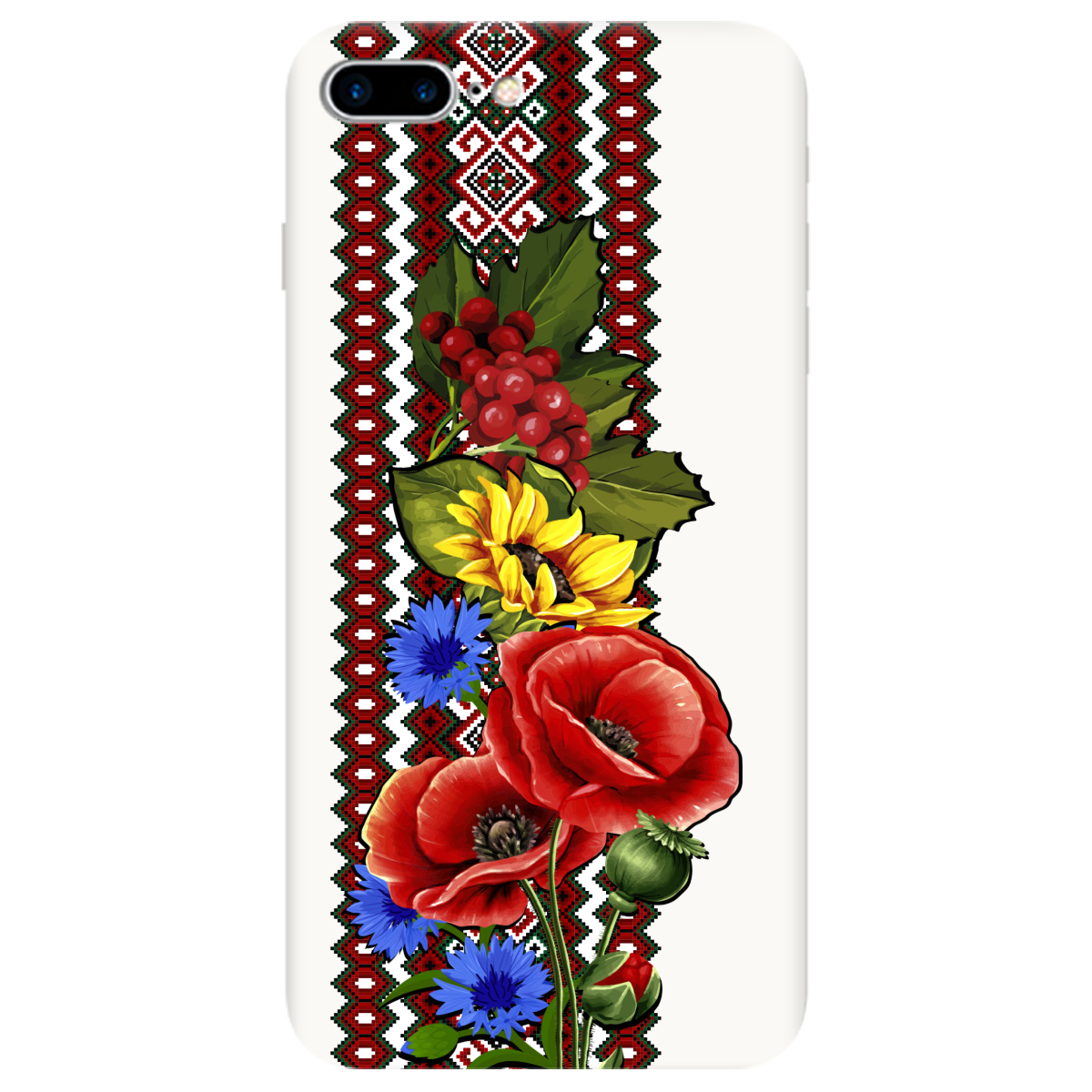 Чохол для Apple iPhone 8 Plus Білий матовий soft touch Ukraine ornament - фото 1 Чохол для Apple iPhone 8 Plus Білий матовий soft touch Ukraine ornament - фото 1 - Чохли для телефонів