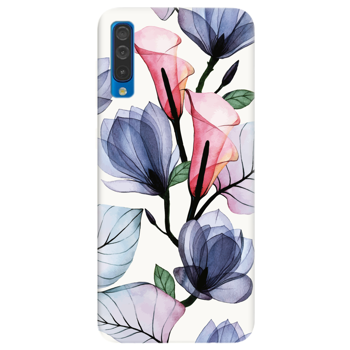 Чохол для Samsung Galaxy A30s Білий матовий soft touch Tropical flowers - фото 1 - Чохли для телефонів