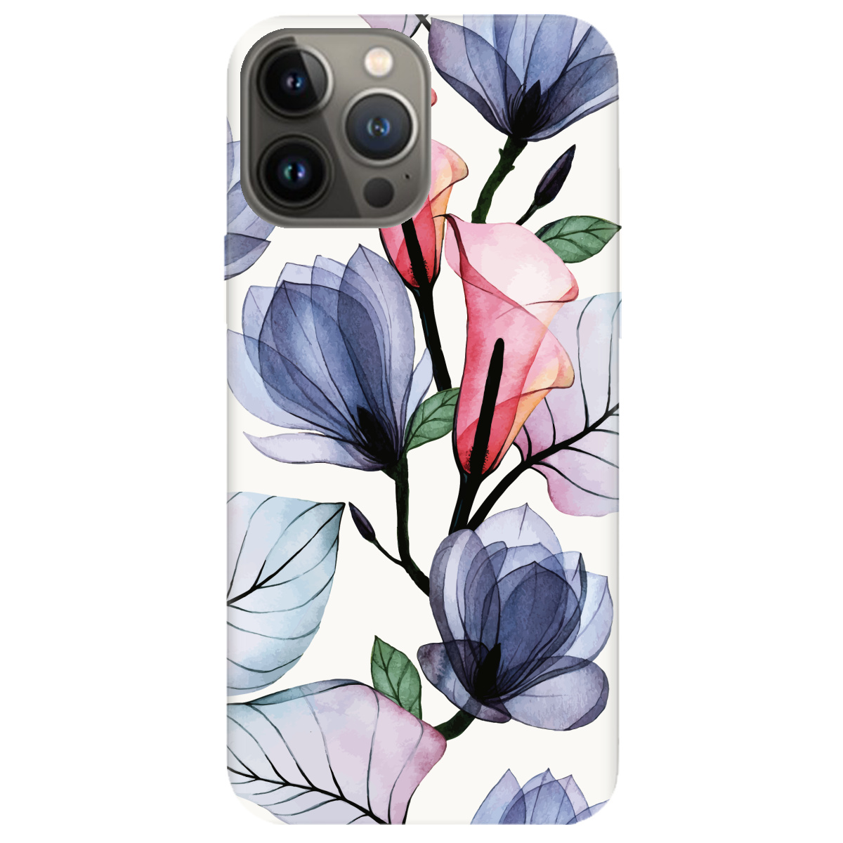 Чохол для Apple iPhone 13 Pro Білий матовий soft touch Tropical flowers - фото 1 - Чохли для телефонів