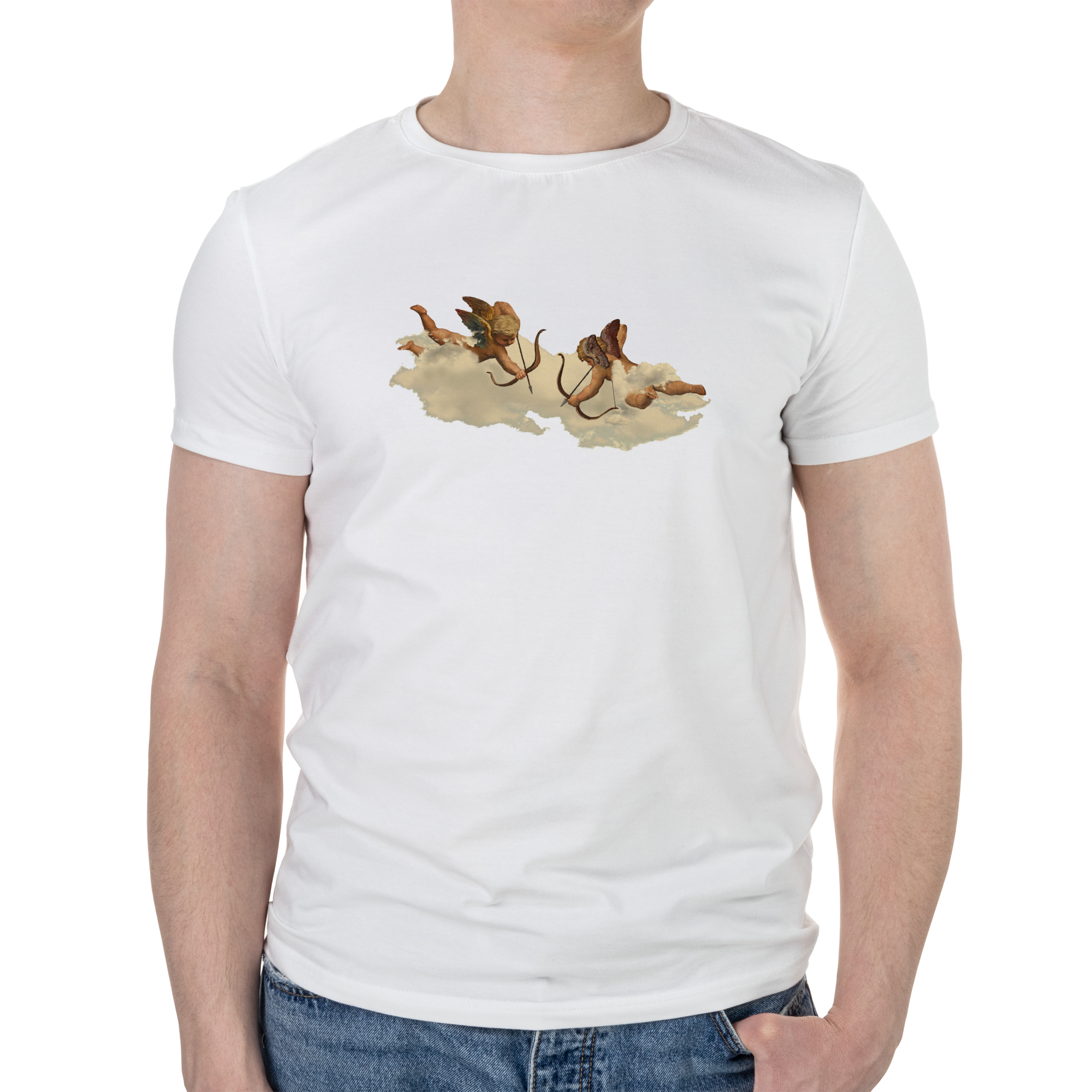 Футболка мужская белая хлопок/эластан А4 размера Cupids M - фото 1 - Футболки