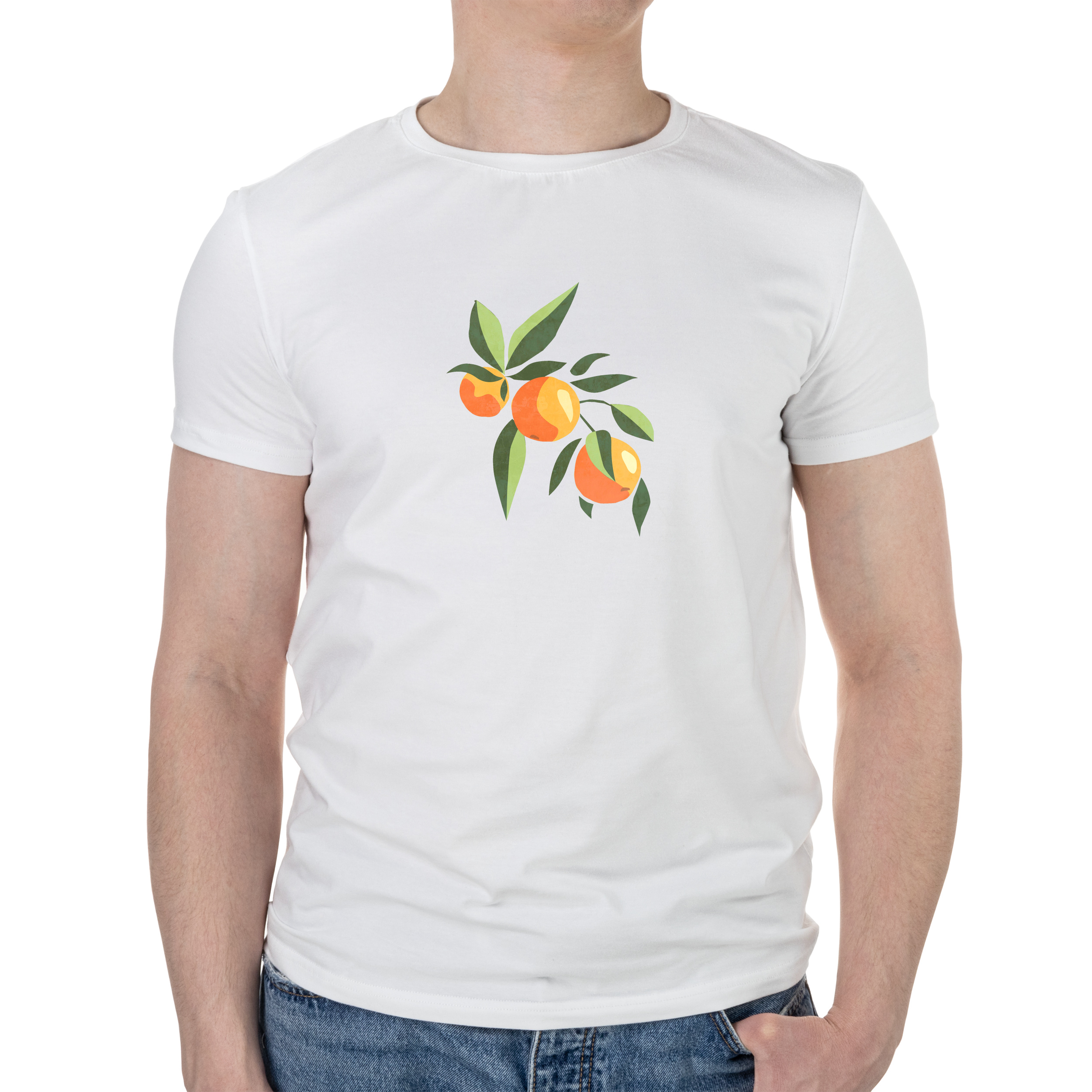 Футболка чоловіча біла бавовна/еластан А4 розміру Oranges XXL - фото 1 Футболка чоловіча біла бавовна/еластан А4 розміру Oranges XXL - фото 1 - Футболки