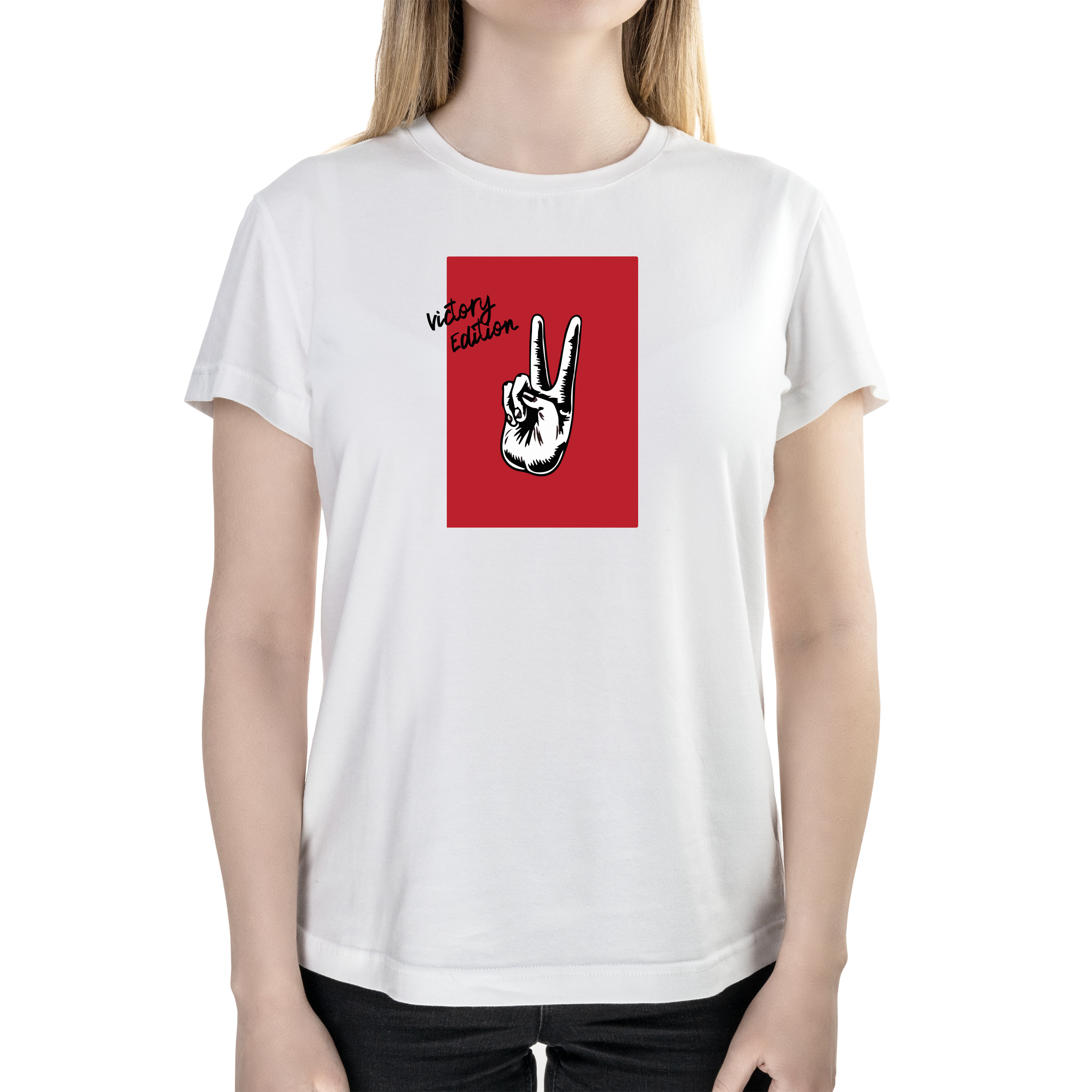 Футболка женская полуприталённая белая хлопок/эластан А4 размера Victory Edition S - фото 1 - Футболки