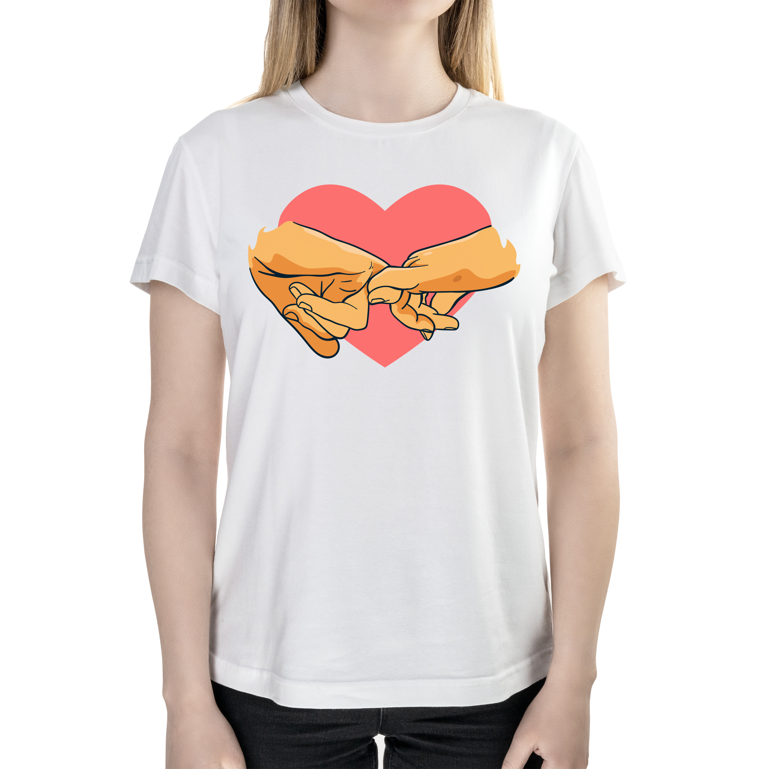 Футболка жіноча напівприталена біла бавовна/еластан А4 розміру Love arms XL - фото 1 - Футболки