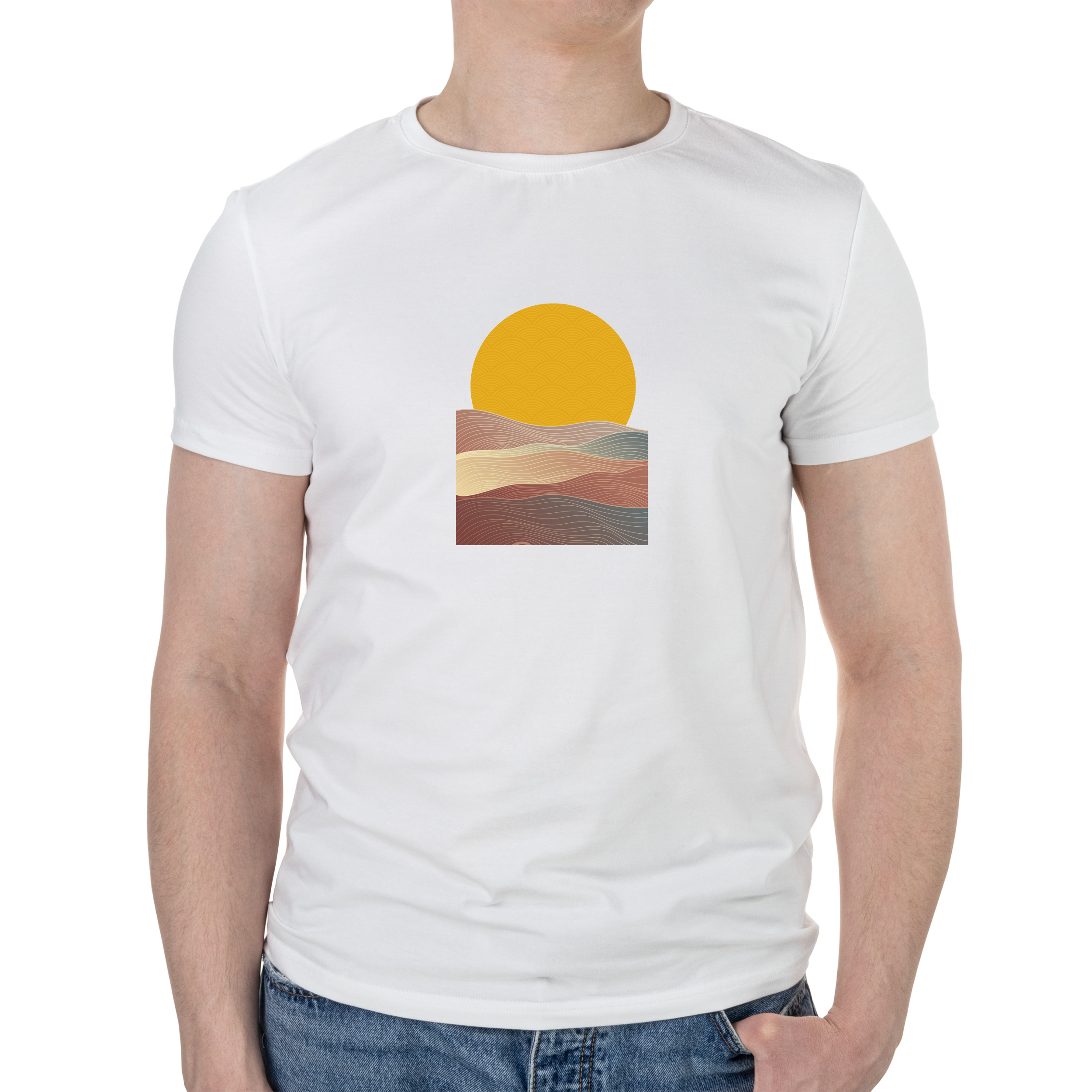 Футболка чоловіча біла бавовна/еластан А4 розміру West L - фото 1 - Футболки