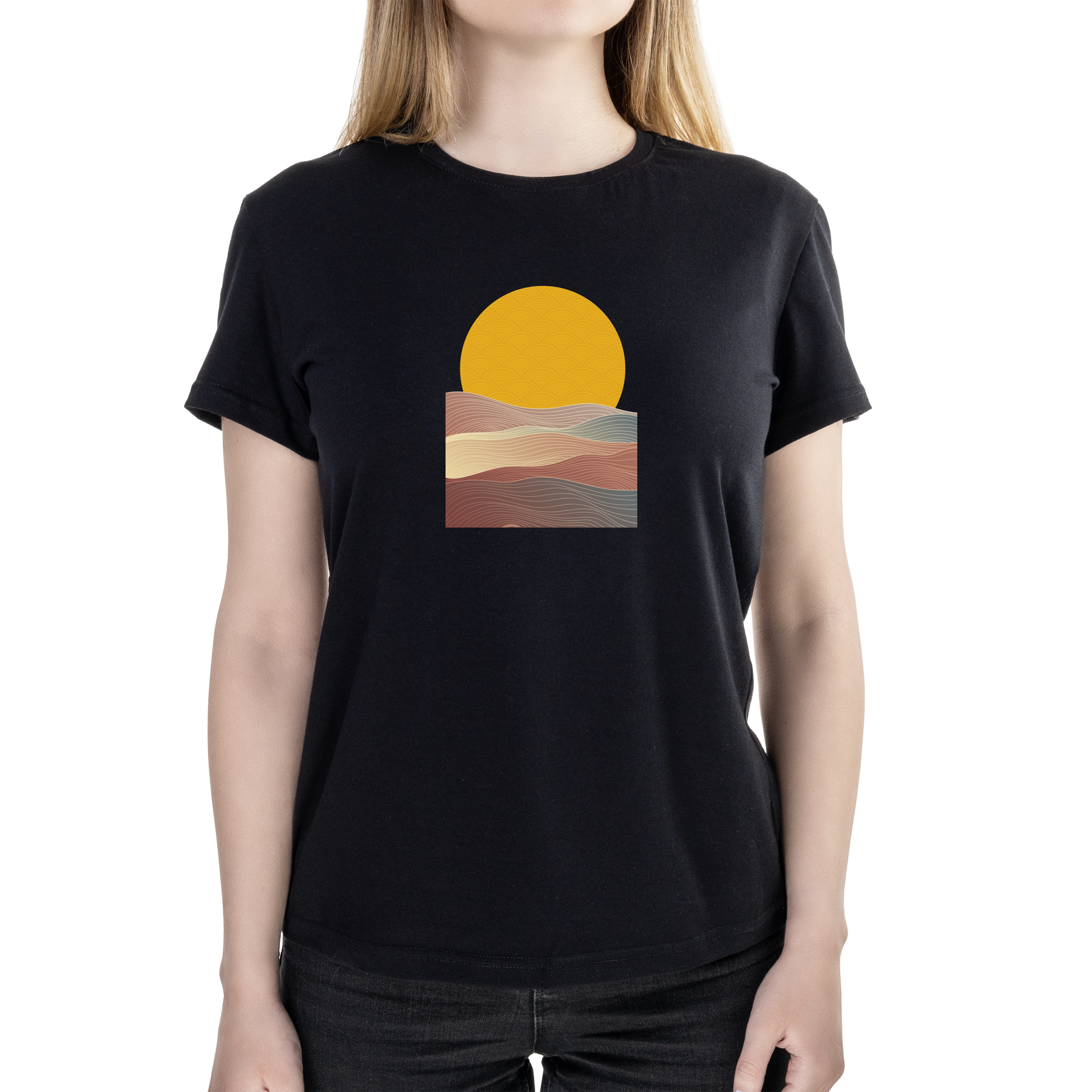 Футболка женская полуприталённая черная хлопок/эластан А4 размера West M - фото 1 - Футболки