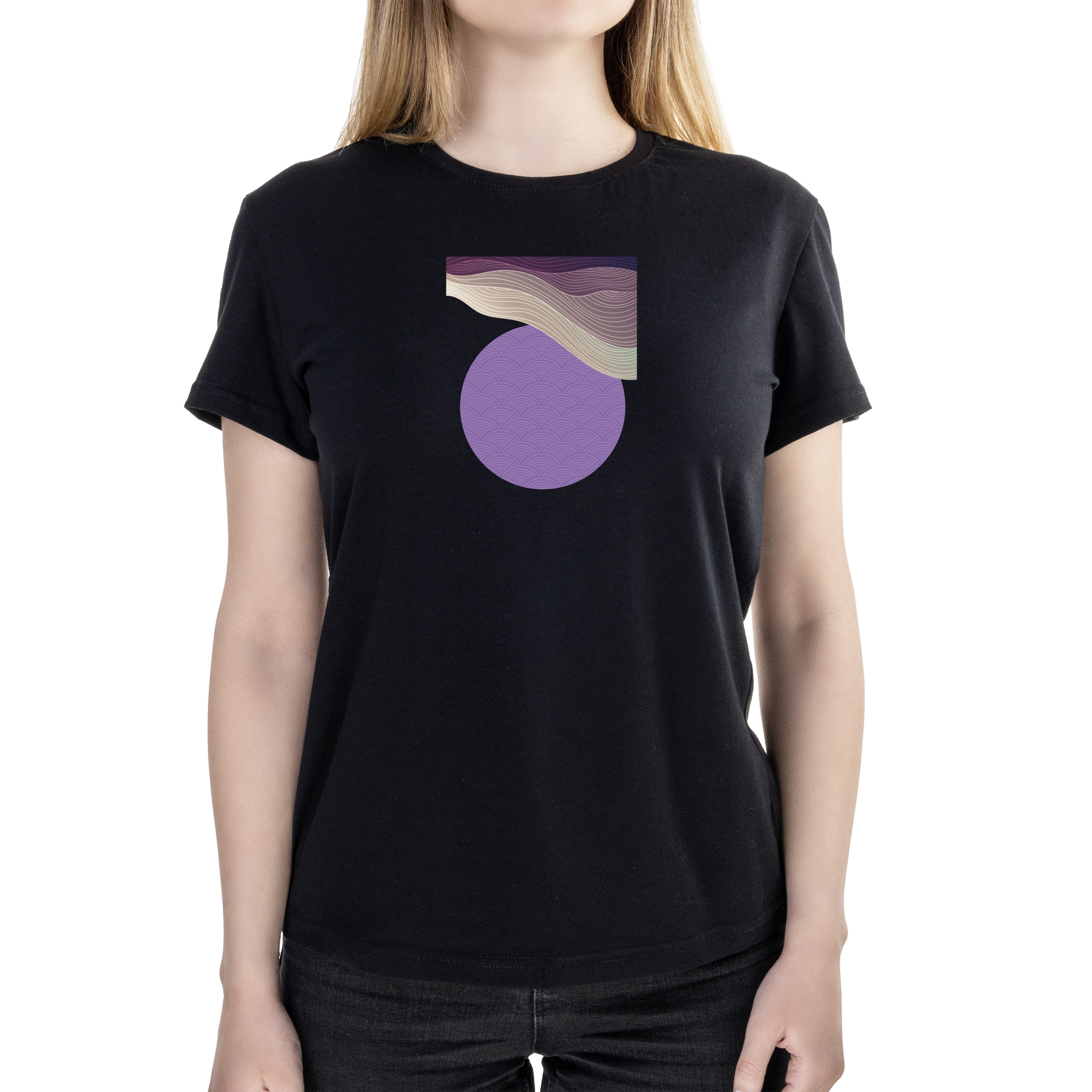 Футболка женская полуприталённая черная хлопок/эластан А4 размера East S - фото 1 - Футболки