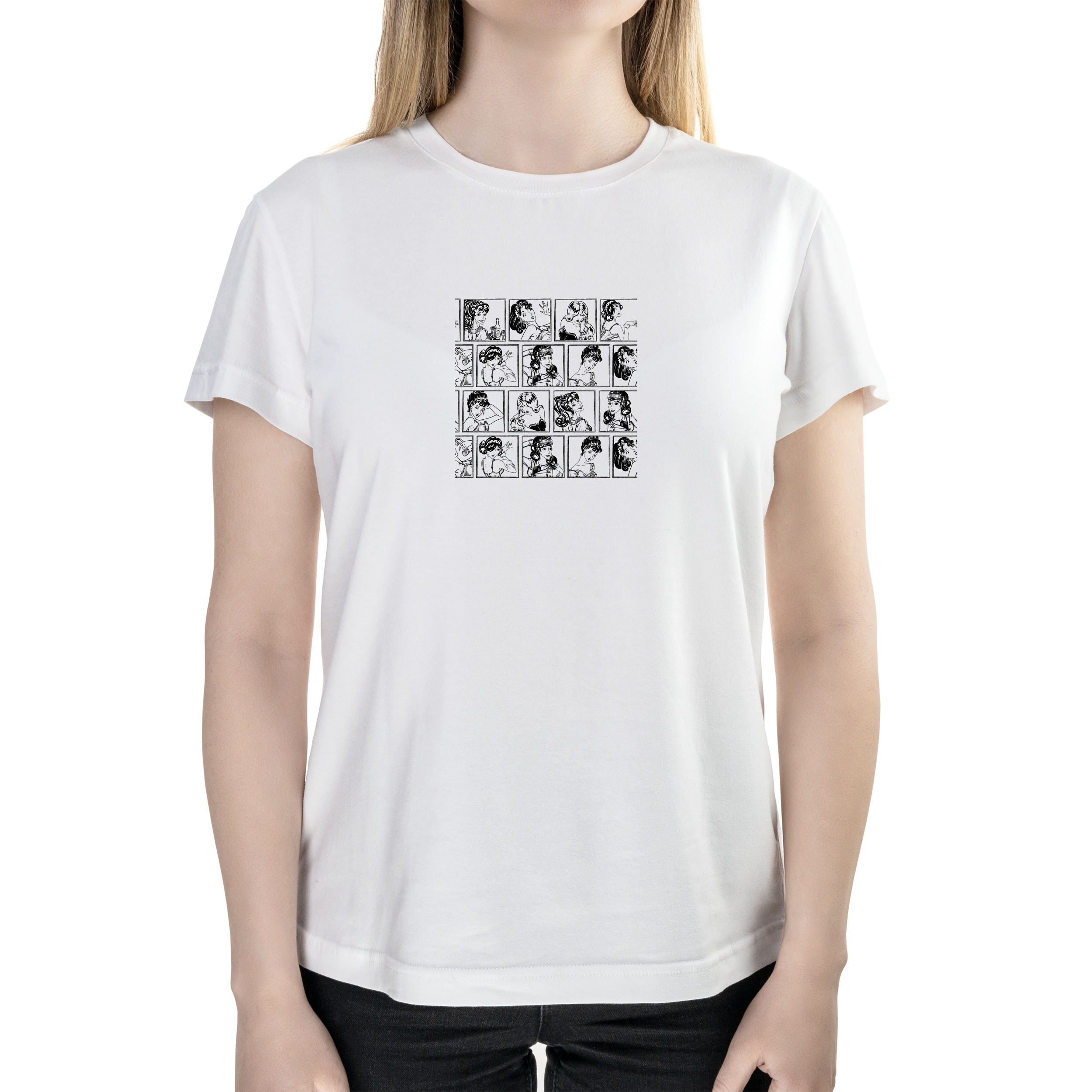 Футболка жіноча напівприталена біла бавовна/еластан А4 розміру Pin-up M - фото 1 Футболка жіноча напівприталена біла бавовна/еластан А4 розміру Pin-up M - фото 1 - Футболки