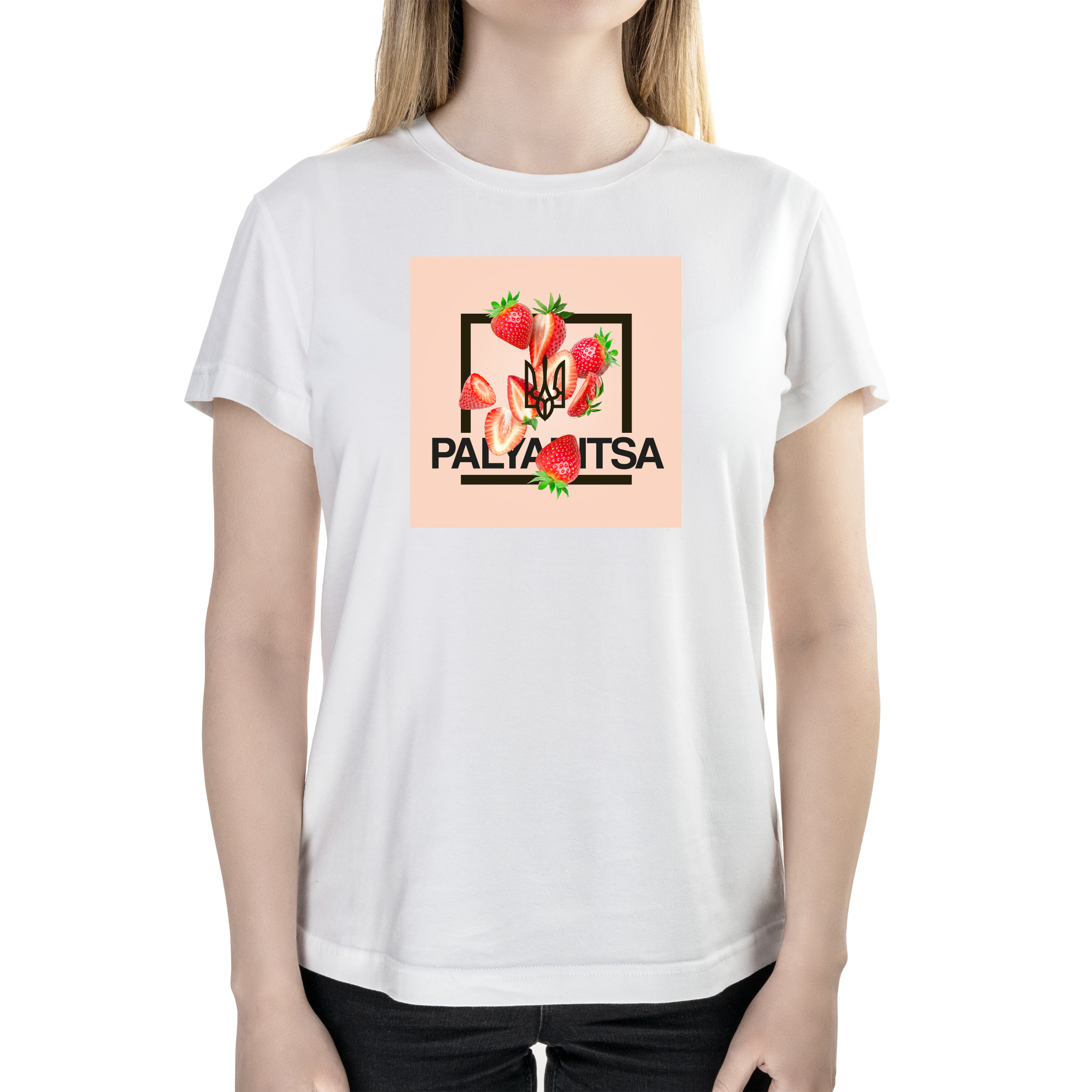 Футболка жіноча напівприталена біла бавовна/еластан А4 розміру Palyanitsa M - фото 1 - Футболки