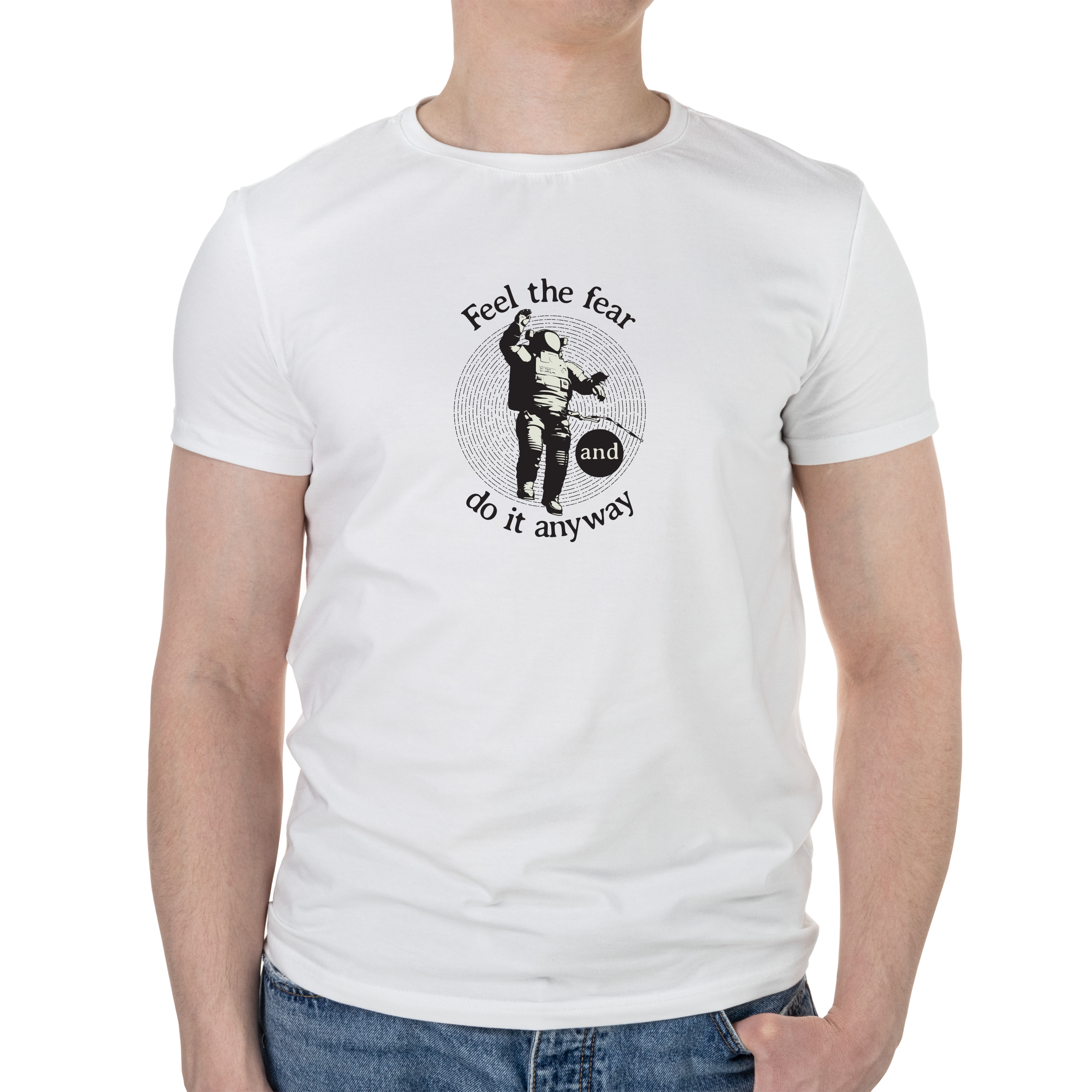 Футболка чоловіча біла бавовна/еластан А4 розміру Do it anyway XXXL - фото 1 - Футболки
