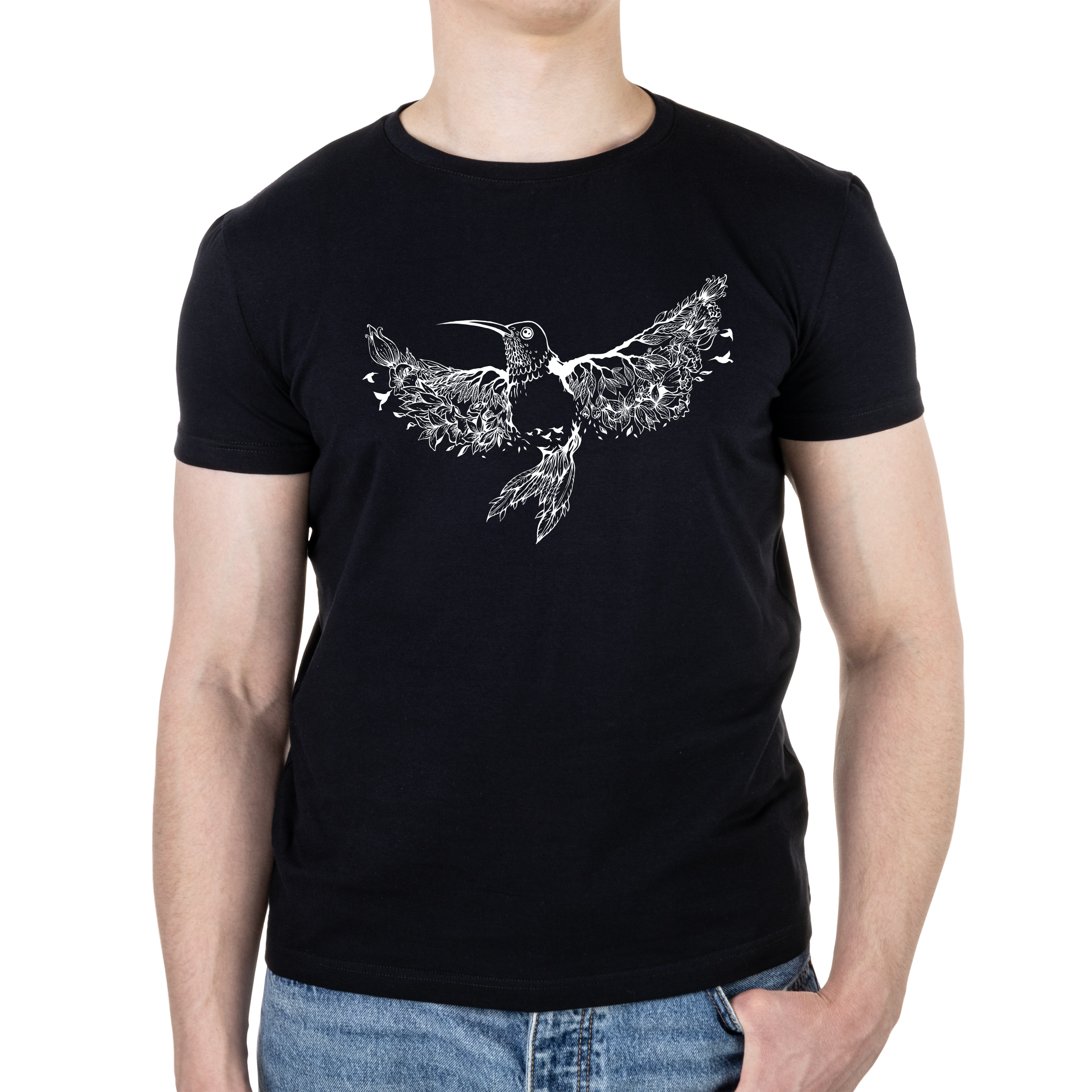 Футболка мужская черная хлопок/эластан А4 размера White hummingbird XXXL - фото 1 - Футболки