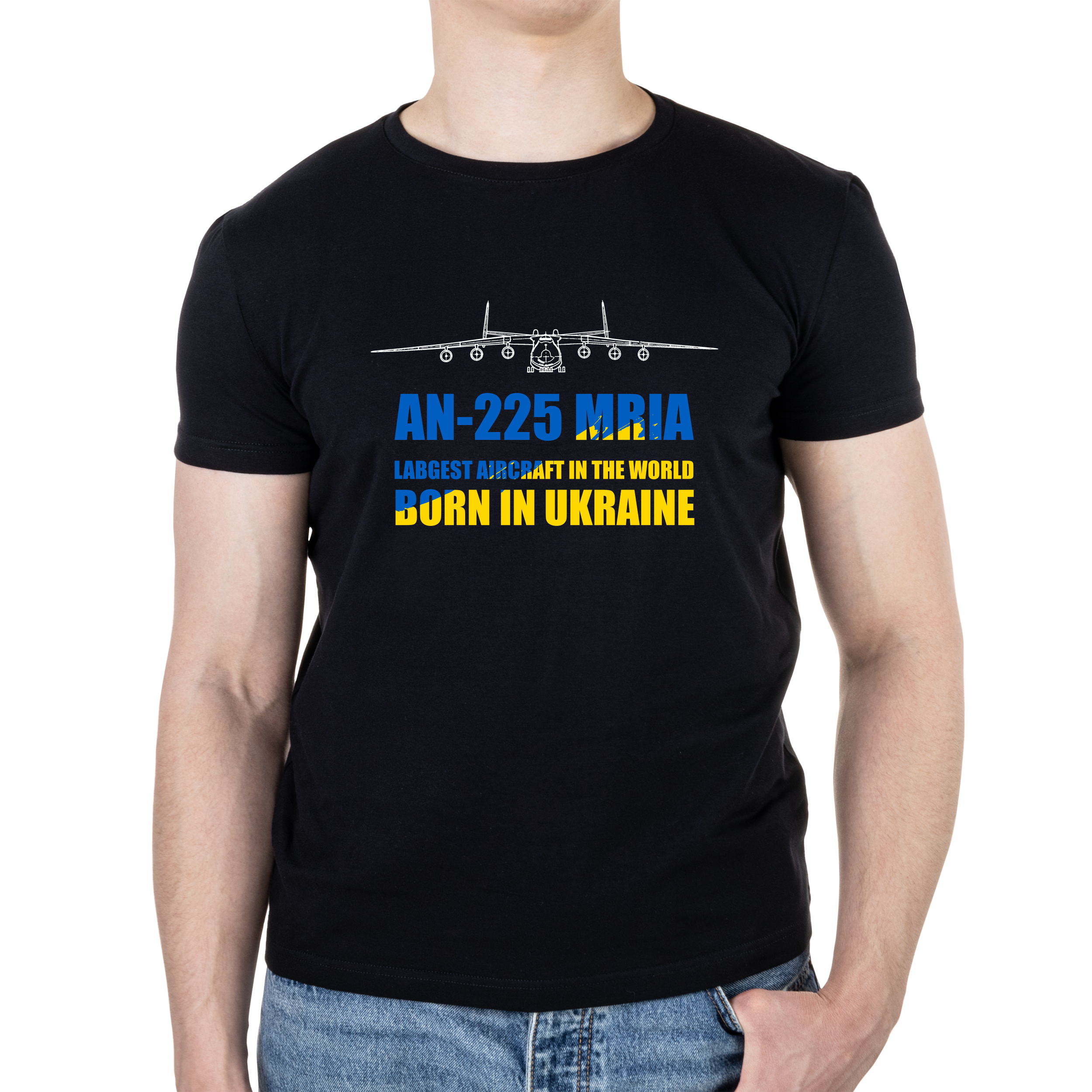 Футболка мужская черная хлопок/эластан А4 размера Мрія XXXL - фото 1 - Футболки