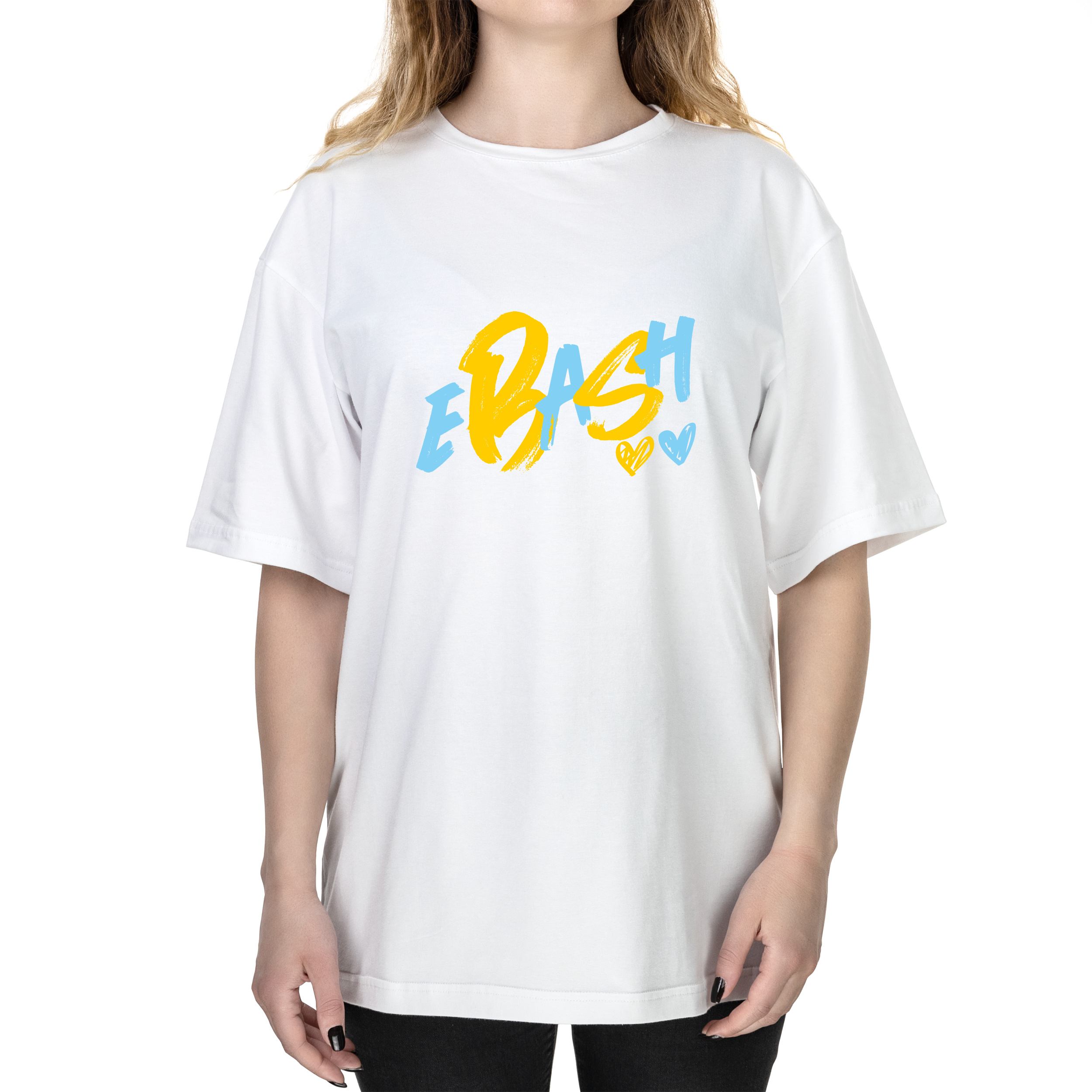 Футболка жіноча оверсайз біла бавовна/еластан Працюй M - фото 1 - Футболки