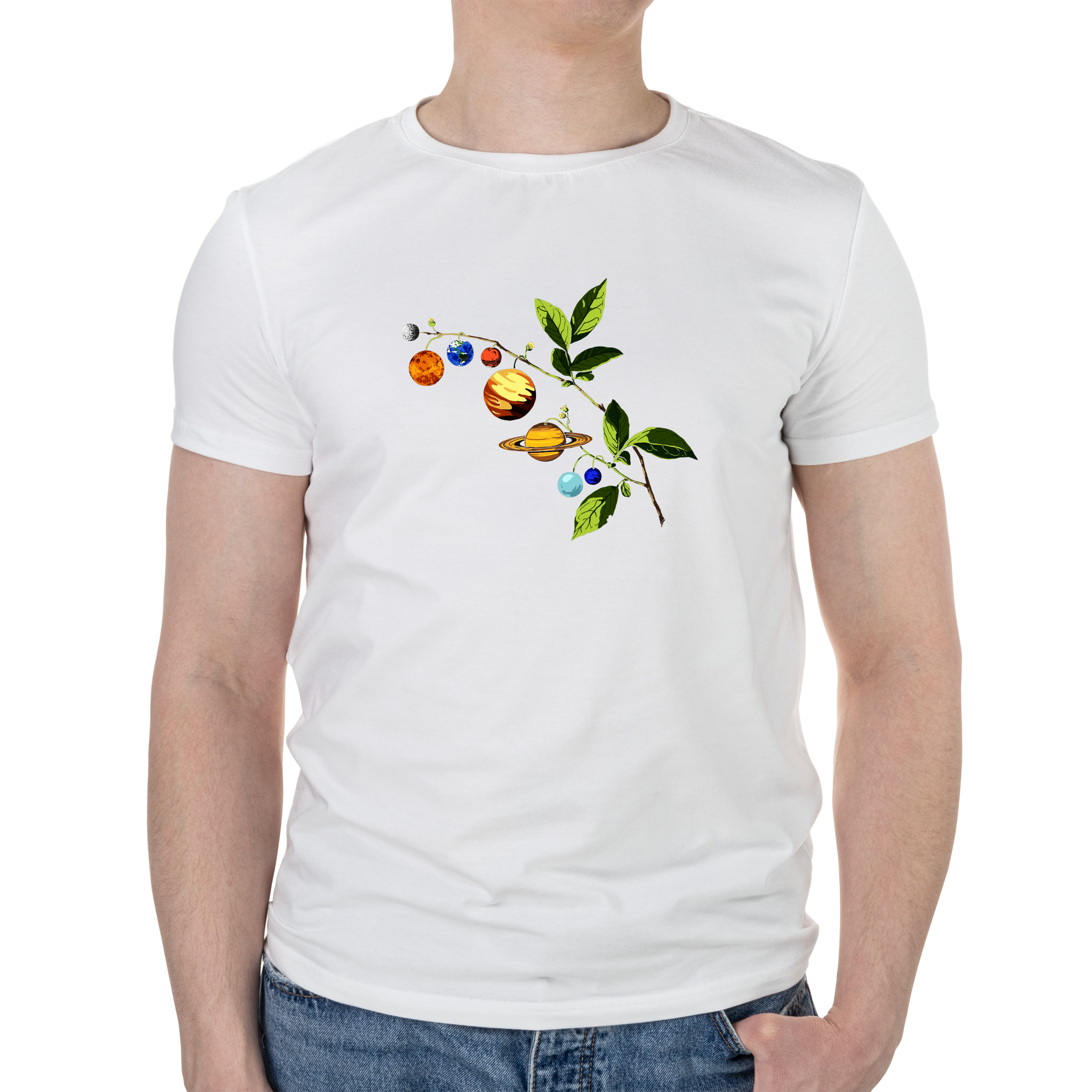 Футболка мужская белая хлопок/эластан А4 размера Space XS - фото 1 - Футболки