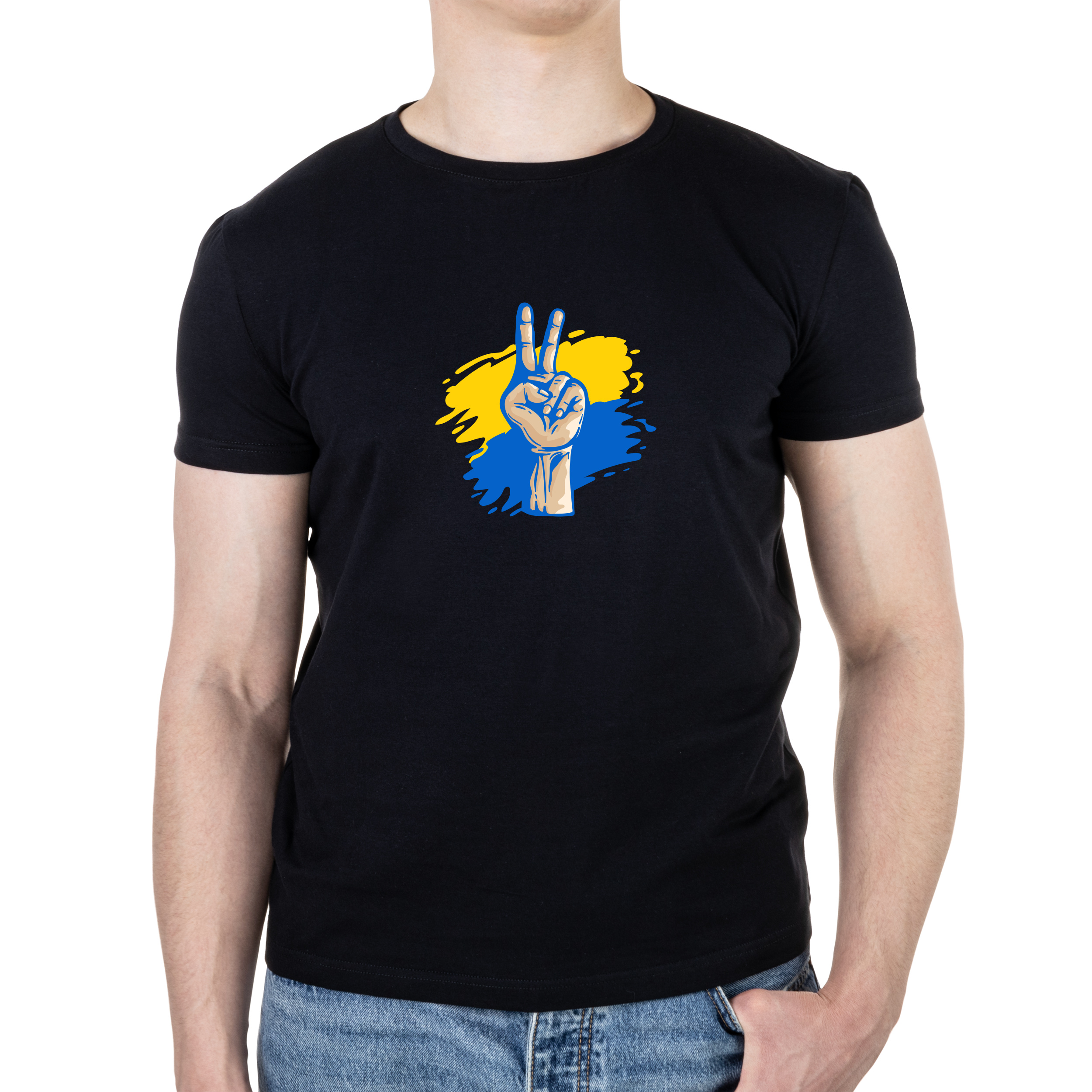 Футболка мужская черная хлопок/эластан А4 размера Peace XS - фото 1 - Футболки