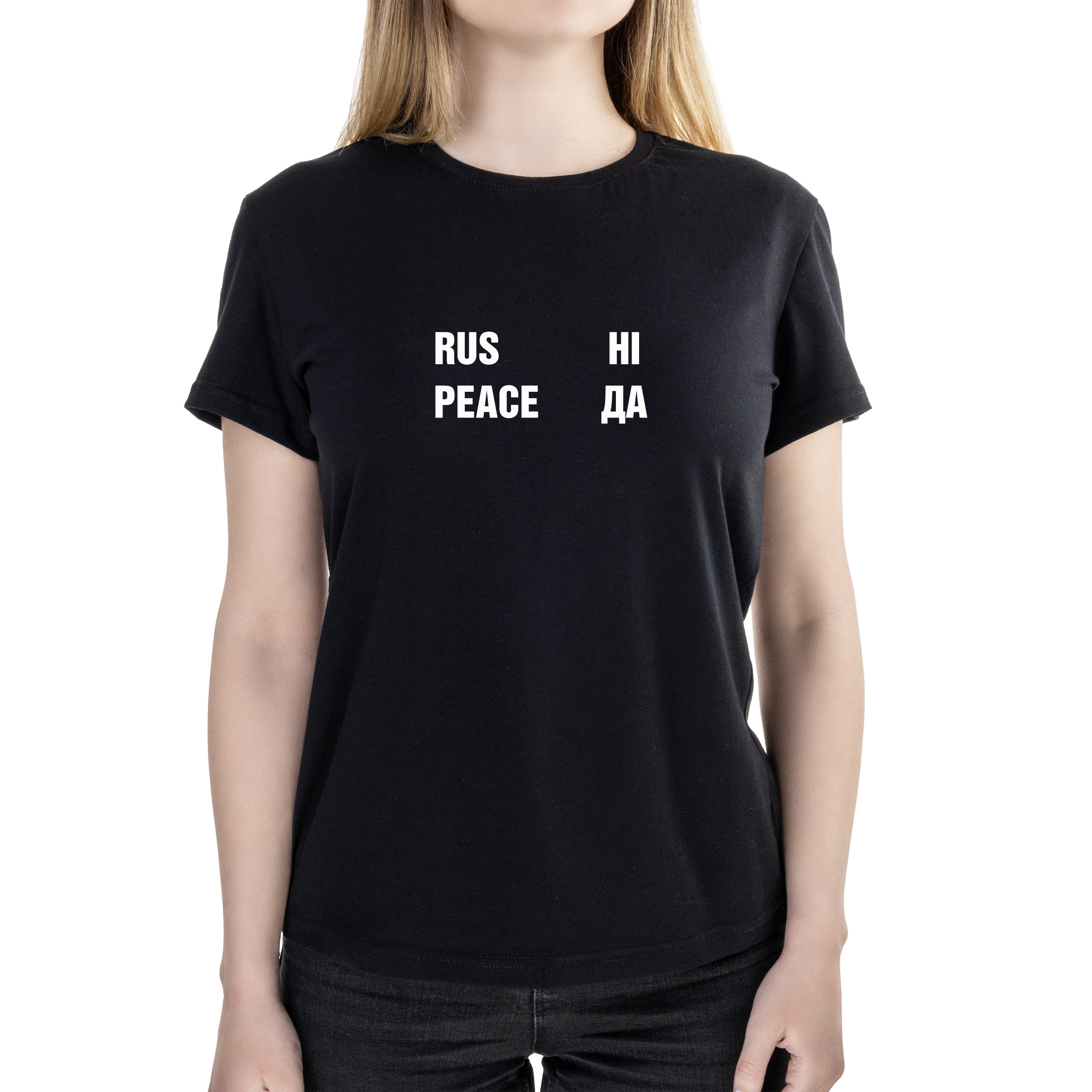 Футболка жіноча напівприталена чорна бавовна / еластан А4 розміру Rus Ня XL - фото 1 - Футболки