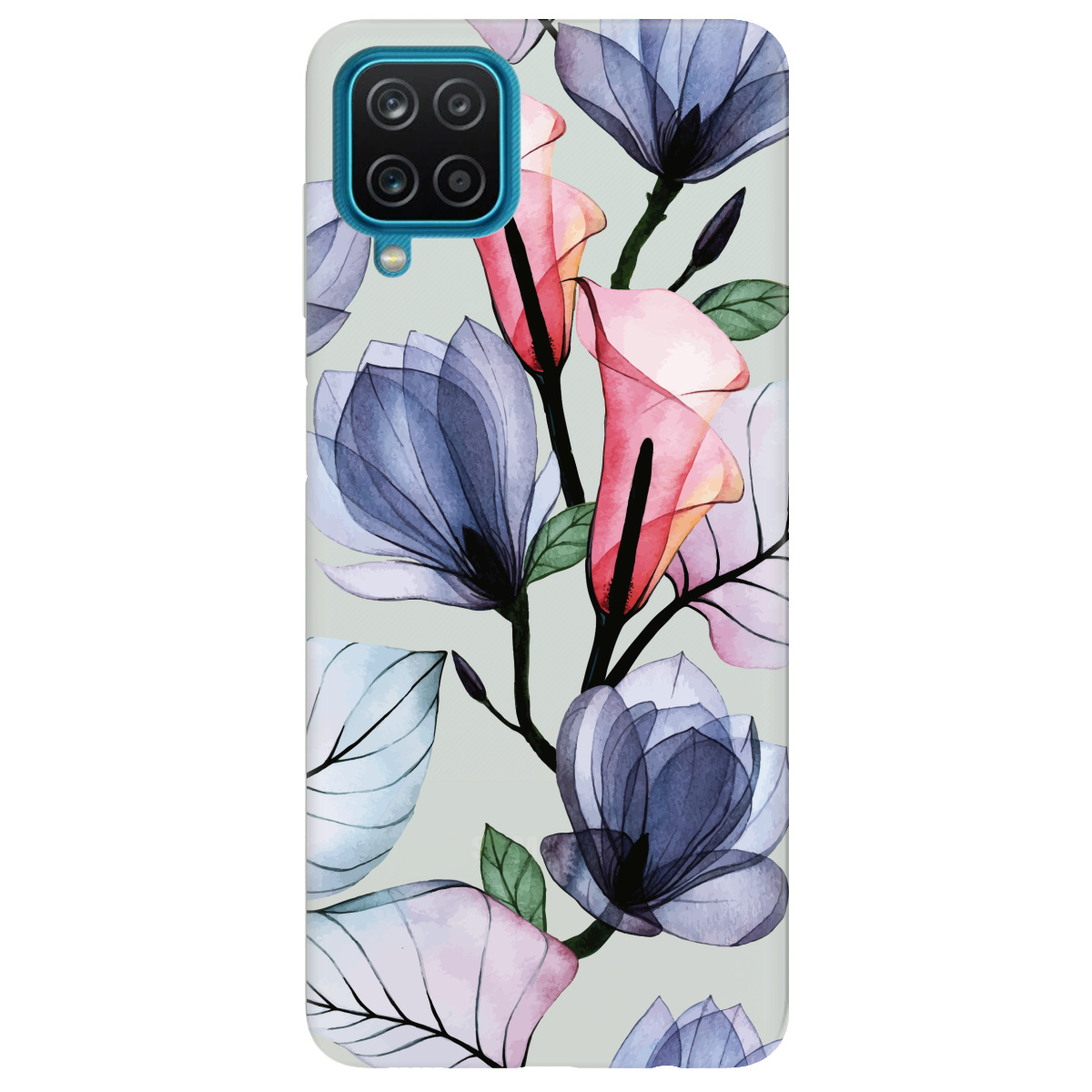 Чехол для Samsung Galaxy M12 полупрозрачный матовый soft touch Tropical flowers - фото 1 - Чехлы для телефонов