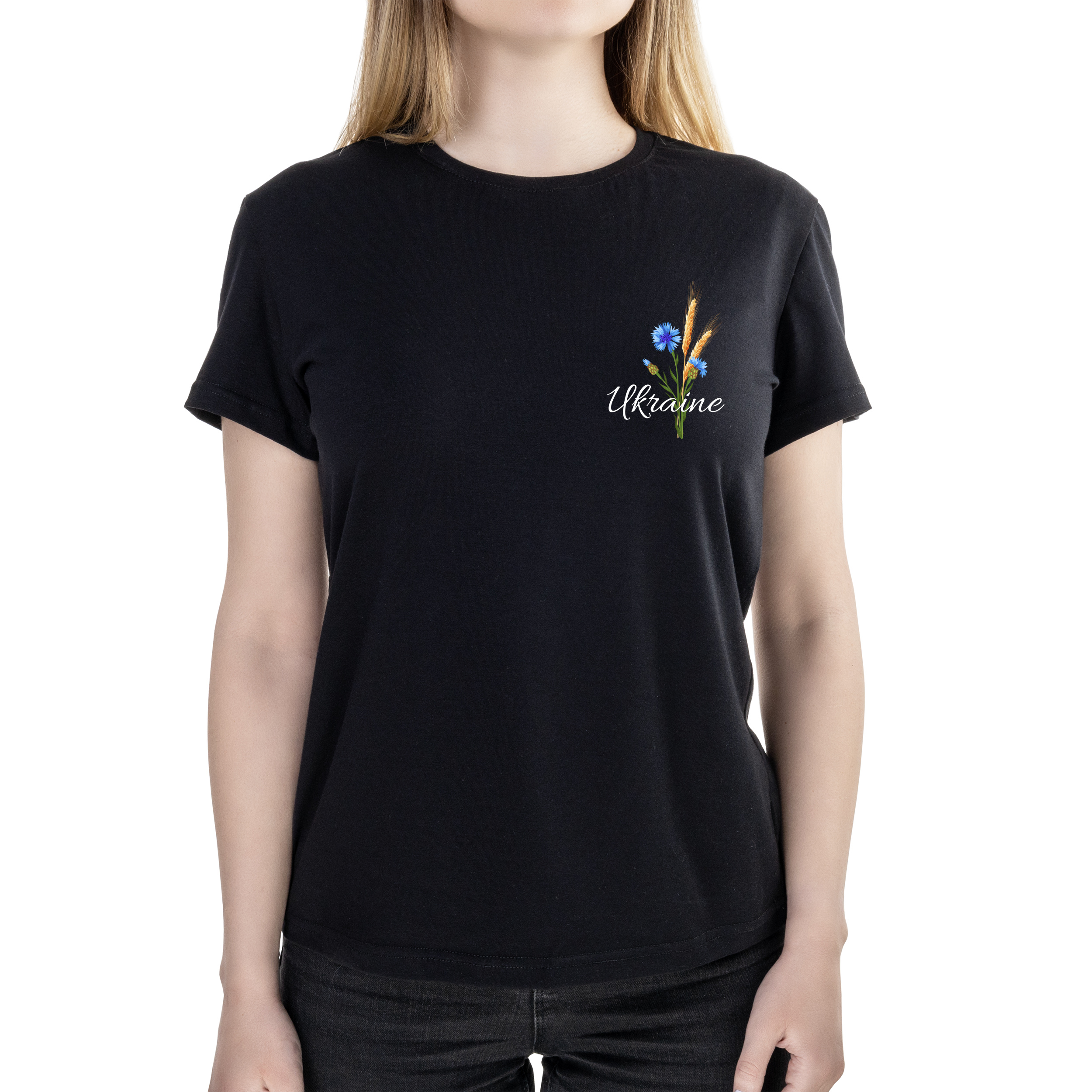 Футболка женская полуприталённая черная хлопок/эластан А4 размера Волошкова Україна XXL - фото 1 - Футболки