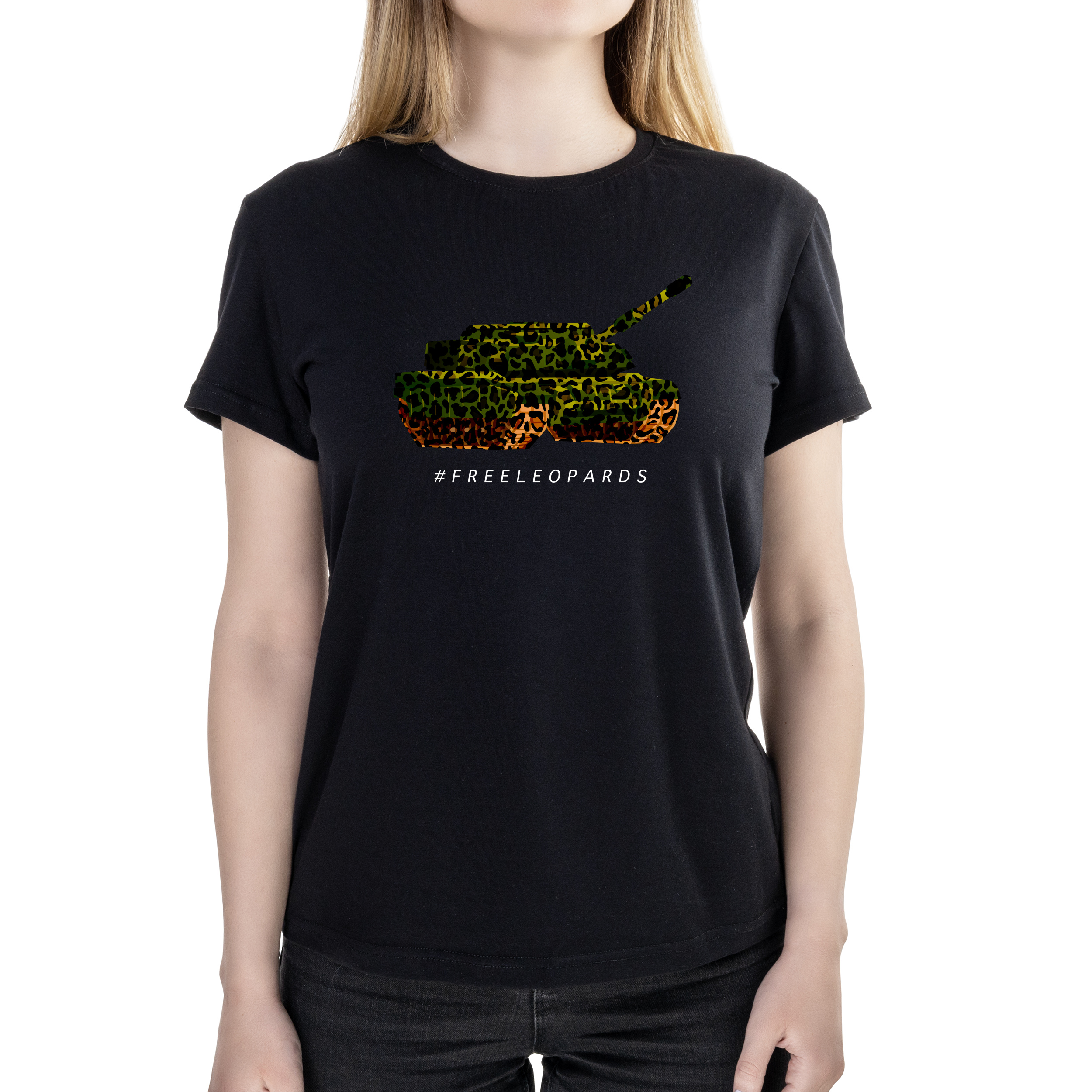 Футболка женская полуприталённая черная хлопок/эластан А4 размера Freeleopard XS - фото 1 - Футболки