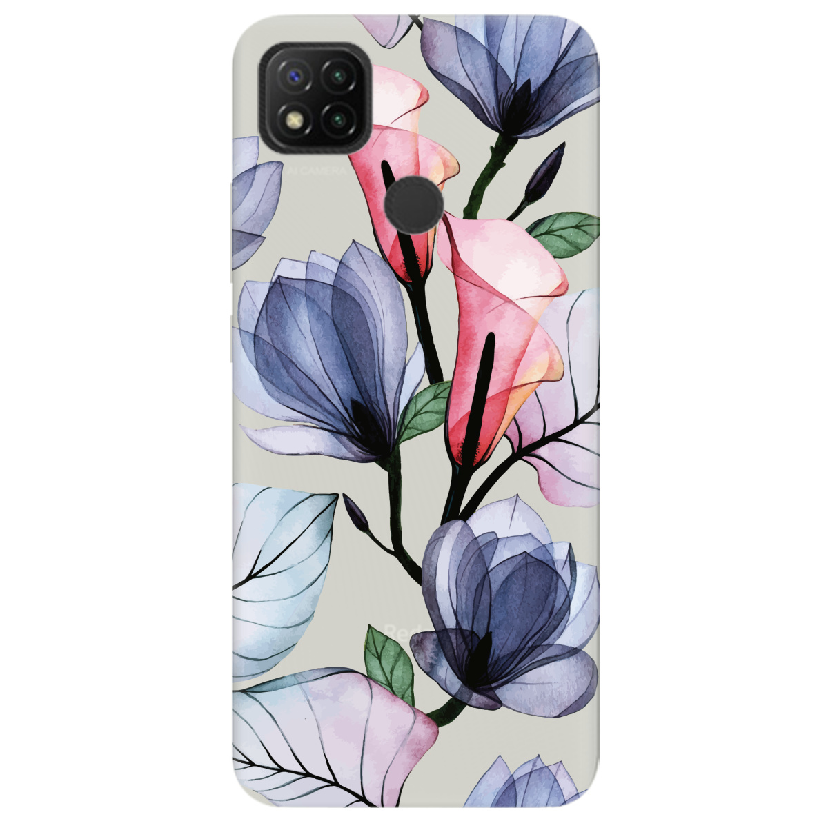 Чехол для Xiaomi Redmi 10A полупрозрачный матовый soft touch Tropical flowers - фото 1 - Чехлы для телефонов