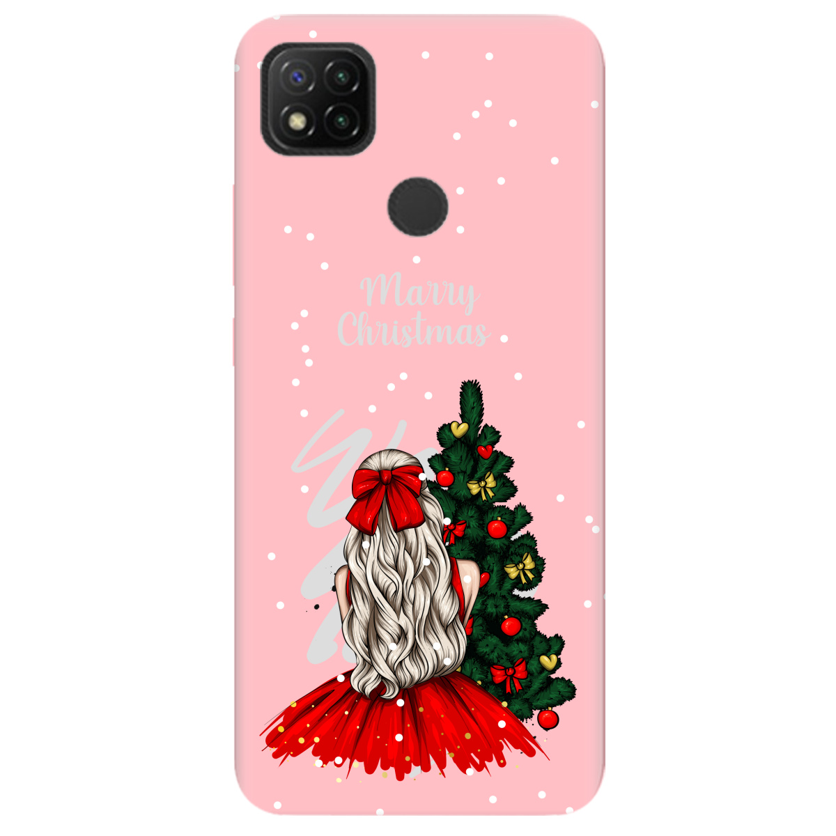 Чехол для Xiaomi Redmi 10A нежно-розовый матовый soft touch Beautiful christmas - фото 1 - Чехлы для телефонов