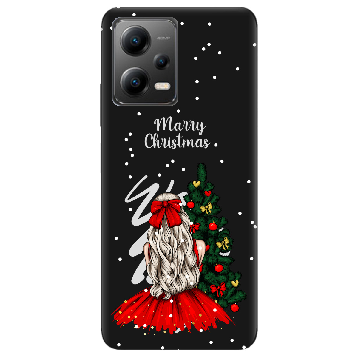 Чехол для Xiaomi Poco X5 5G черный матовый soft touch Beautiful christmas - фото 1 - Чехлы для телефонов