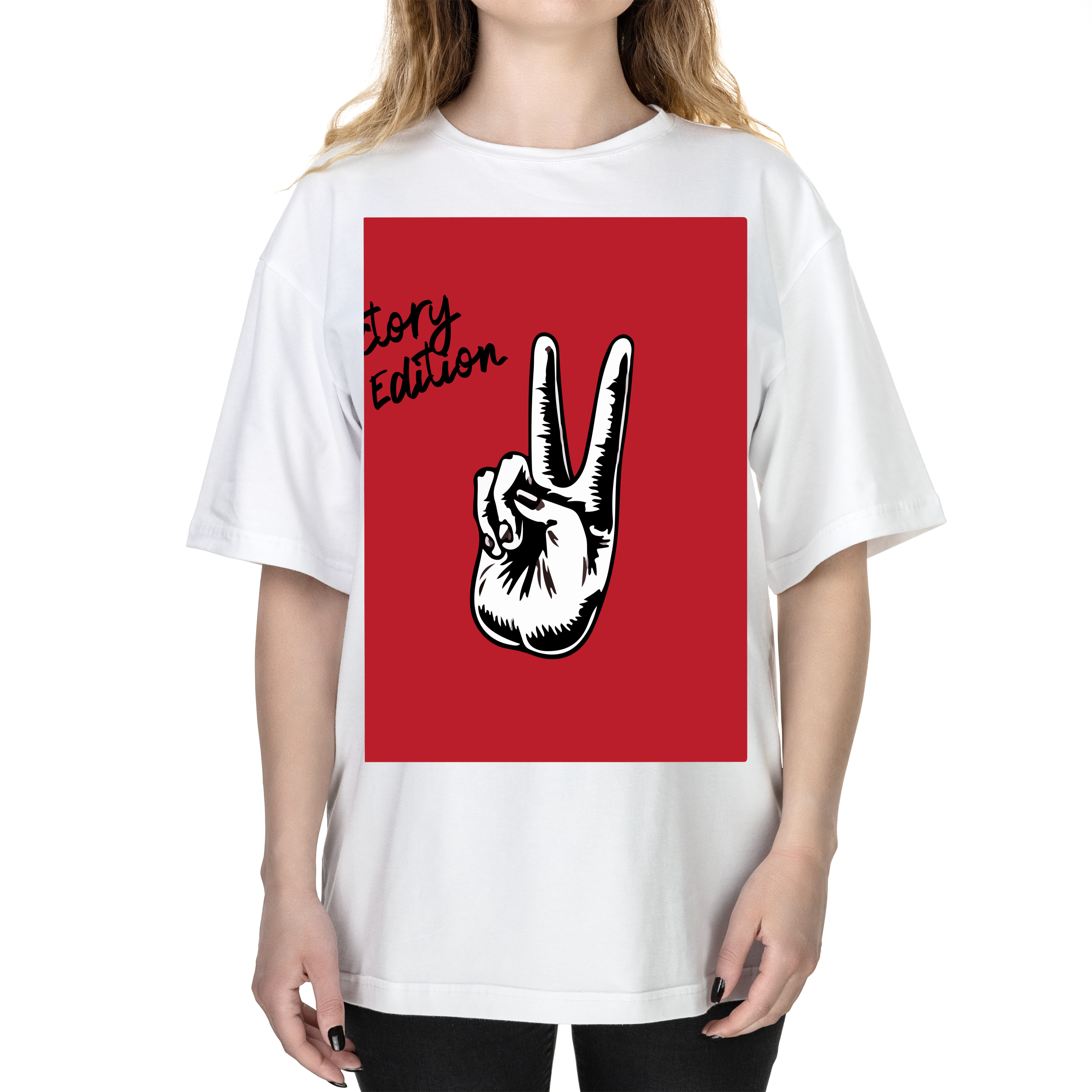 Футболка жіноча оверсайз біла бавовна/еластан А3 розміру Victory Edition XXXL - фото 1 - Футболки