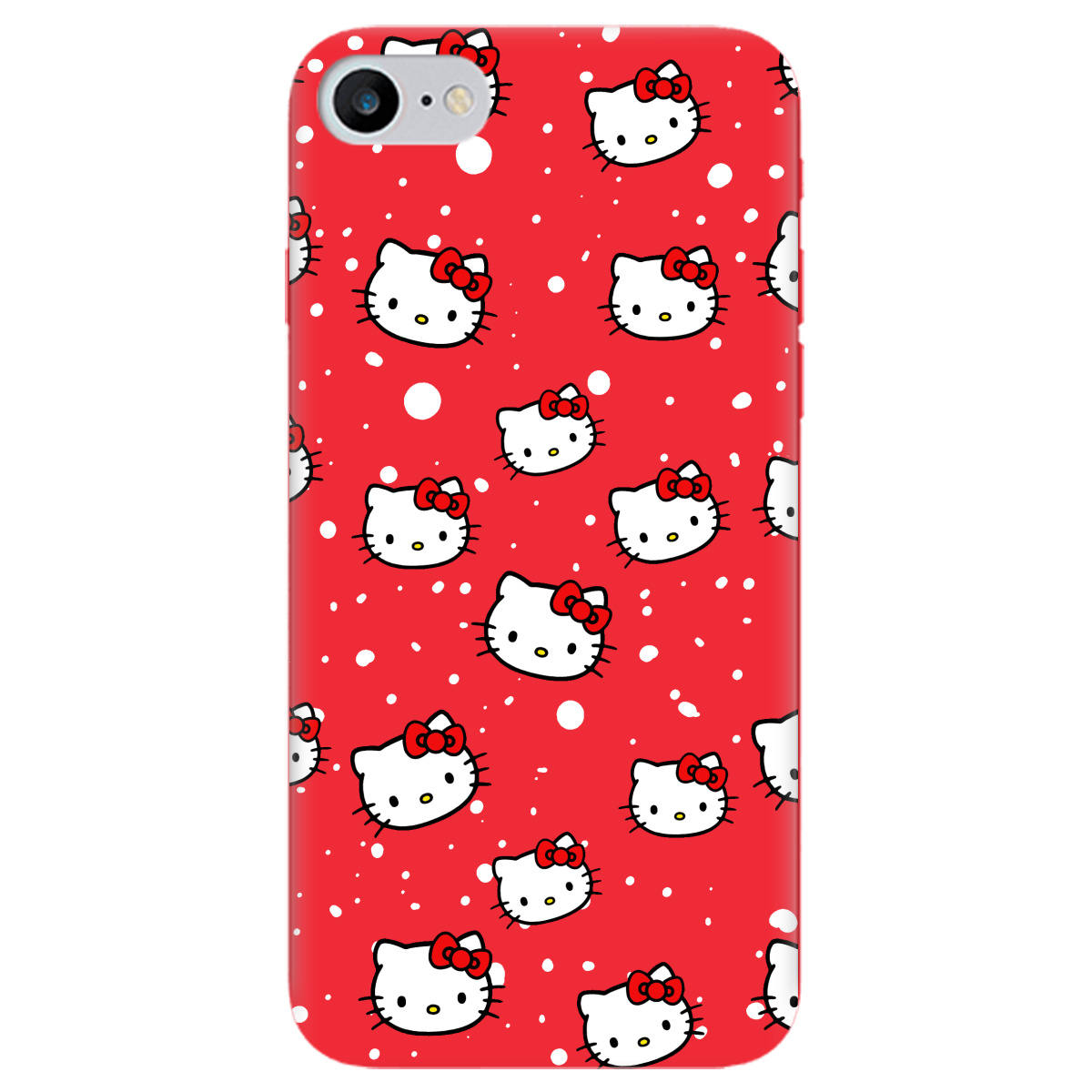 Чохол для Apple iPhone 8 яскраво-червоний матовий soft touch Hello Kitty - фото 1 - Чохли для телефонів