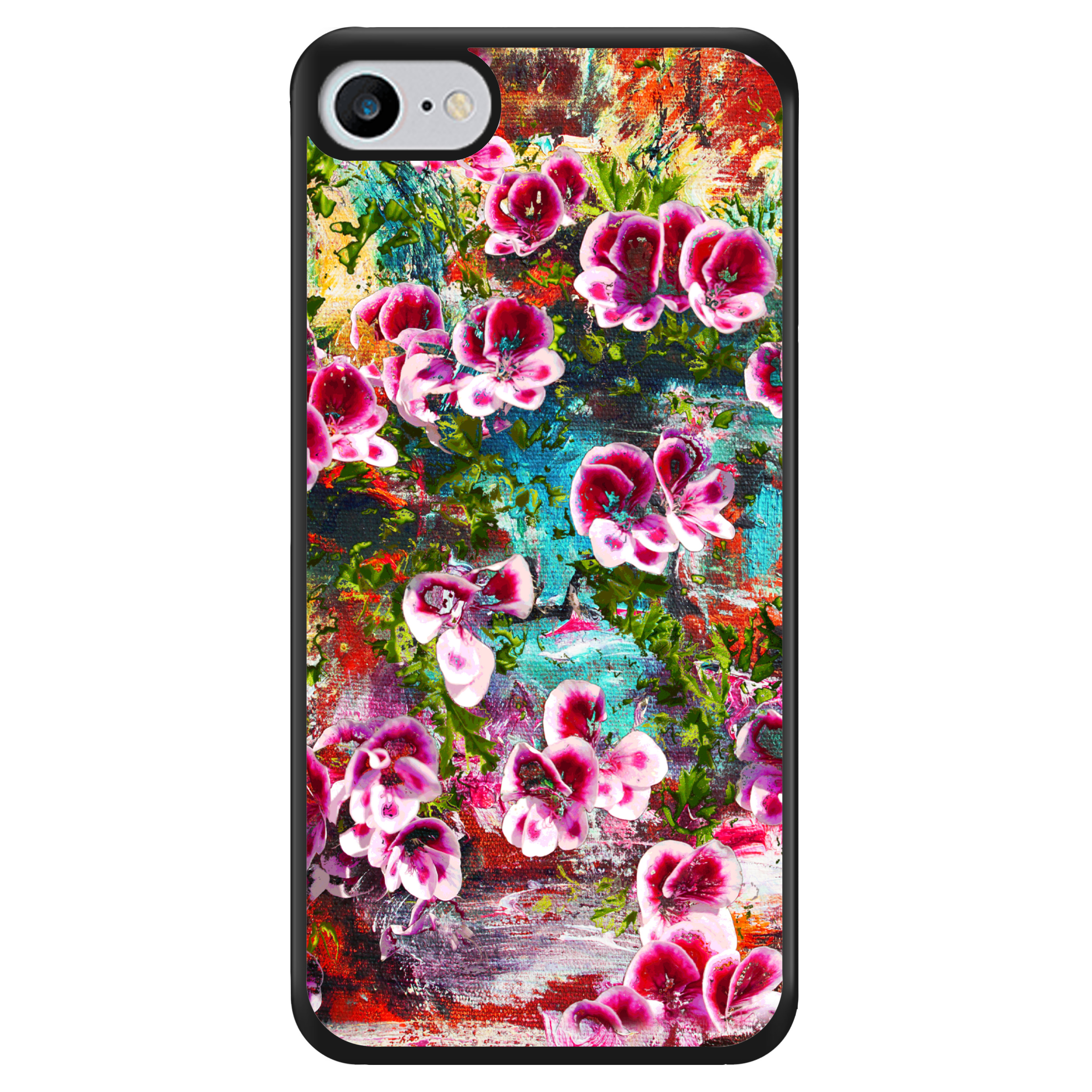 Чохол для Apple iPhone 7 2D пластиковий з чорними силіконовими бортиками Watercolor flowers - фото 1 - Чохли для телефонів