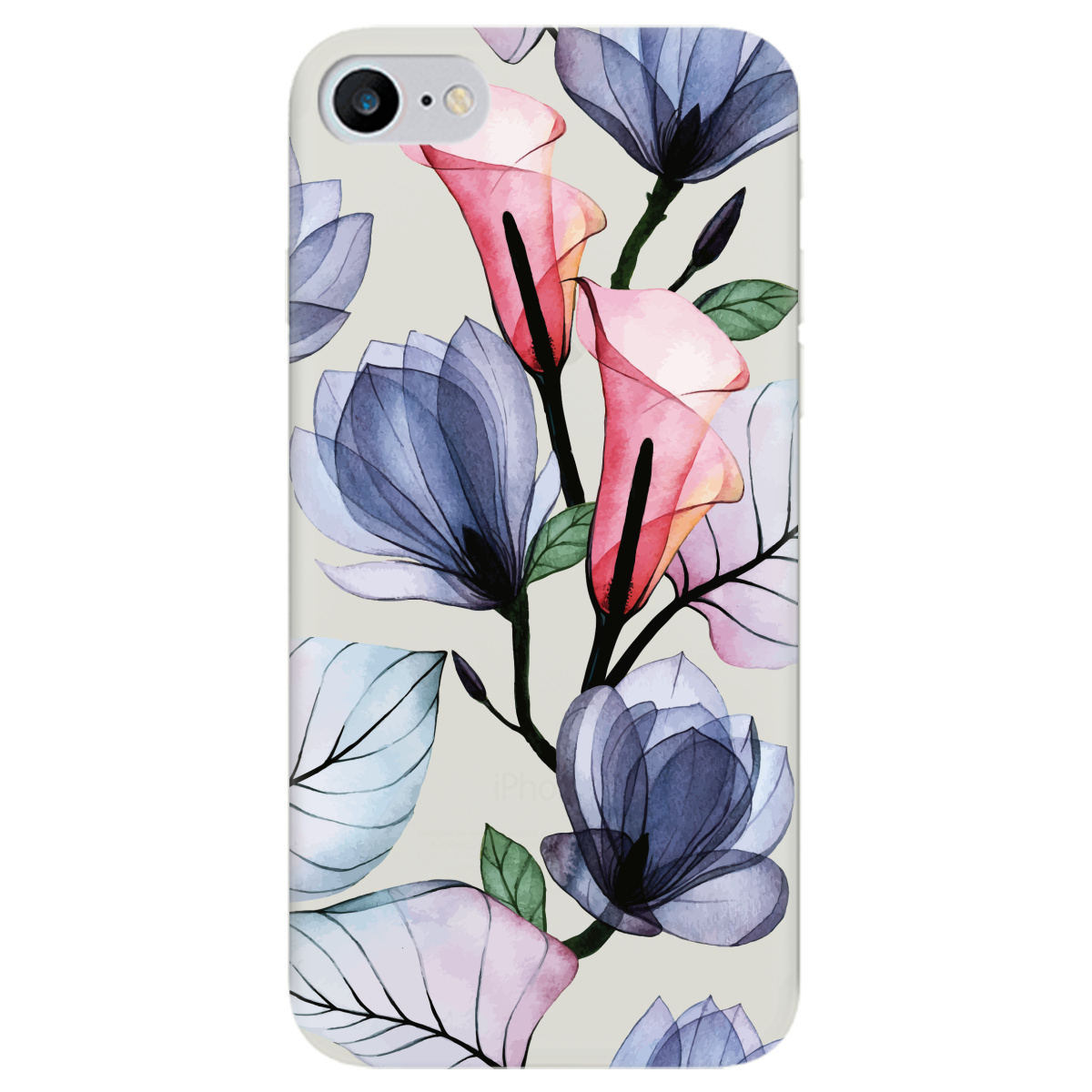 Чохол для Apple iPhone 7 напівпрозорий матовий soft touch Tropical flowers - фото 1 - Чохли для телефонів